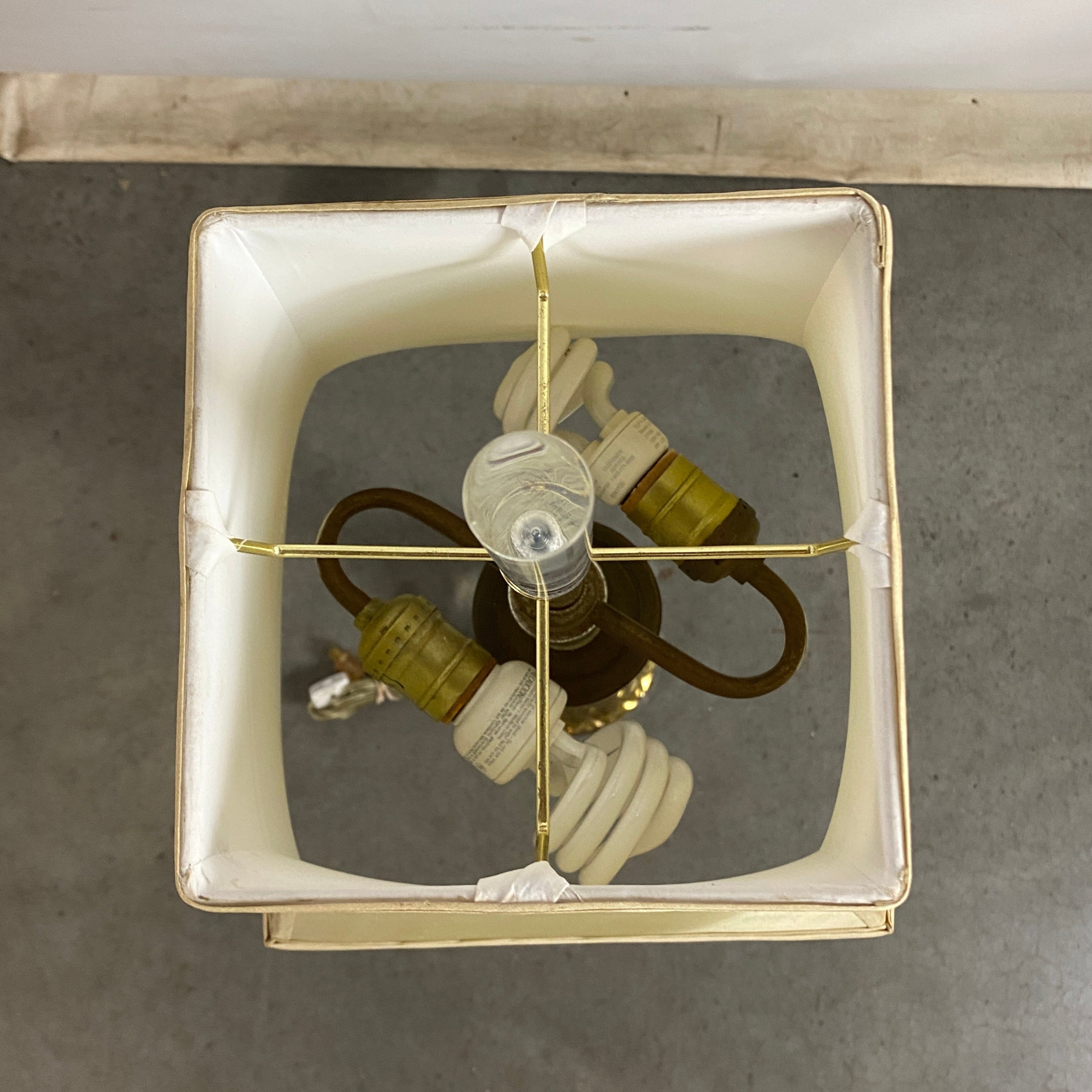 Glass Stem and Canvas Shade Lamp