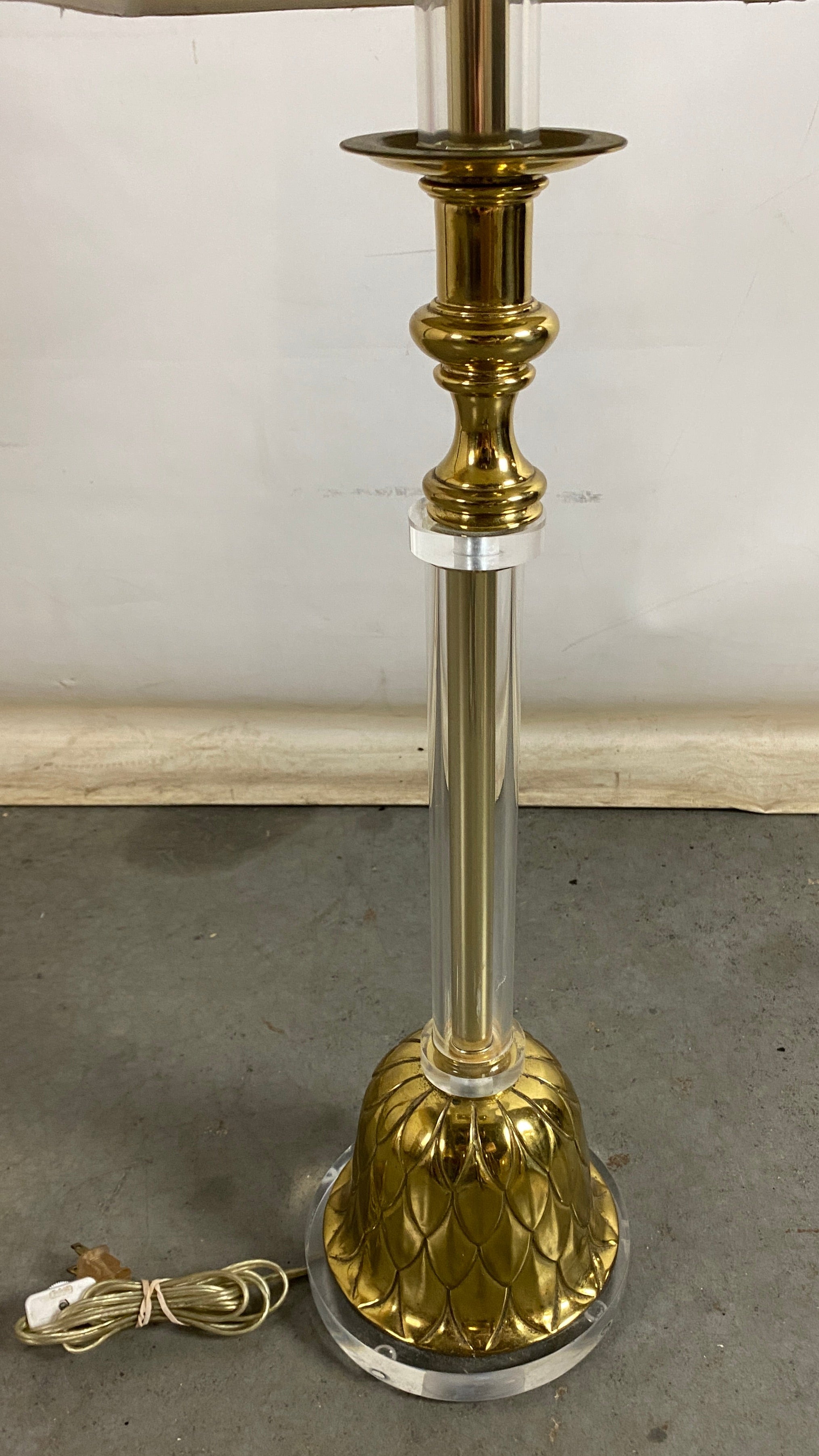 Glass Stem and Canvas Shade Lamp