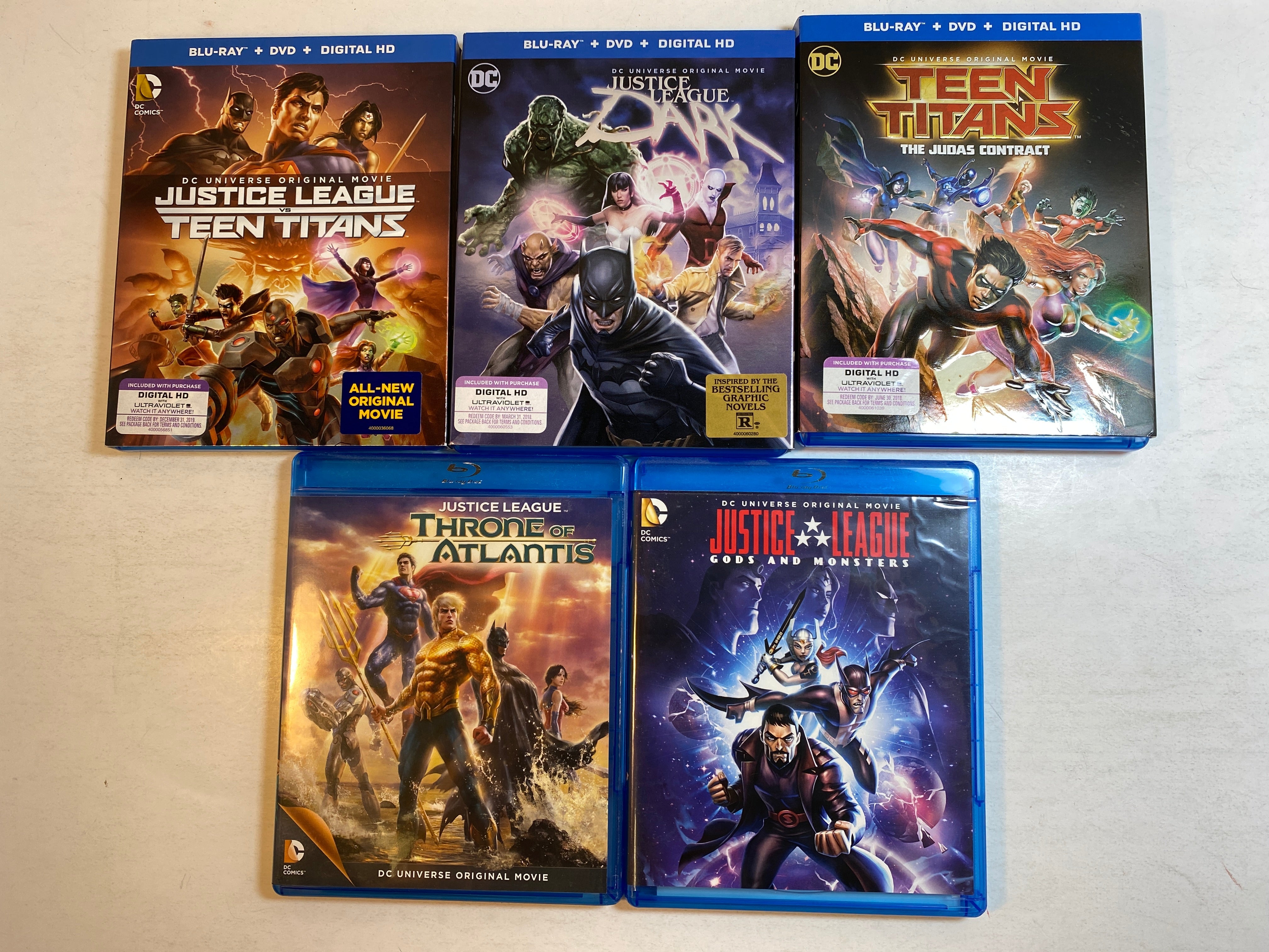 Lot of 5 DC Justice League Teen Titans Blu Ray 2014-2019
