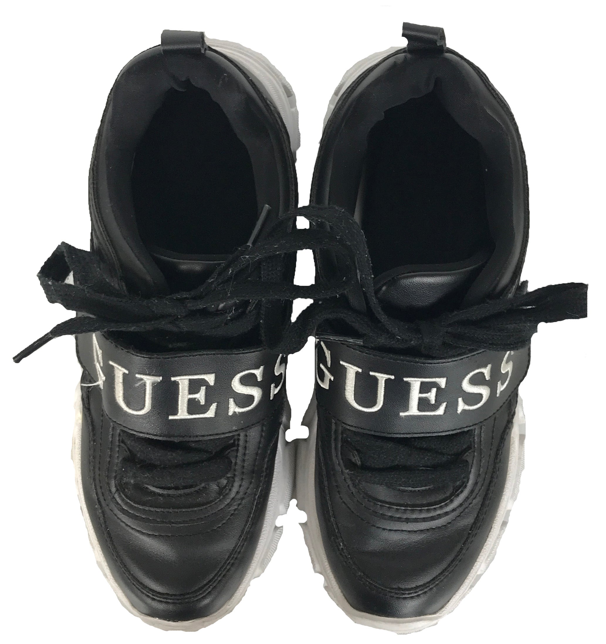 Guess Factory Kathie Chunky Logo Black Sneakers Women's Size 7.5