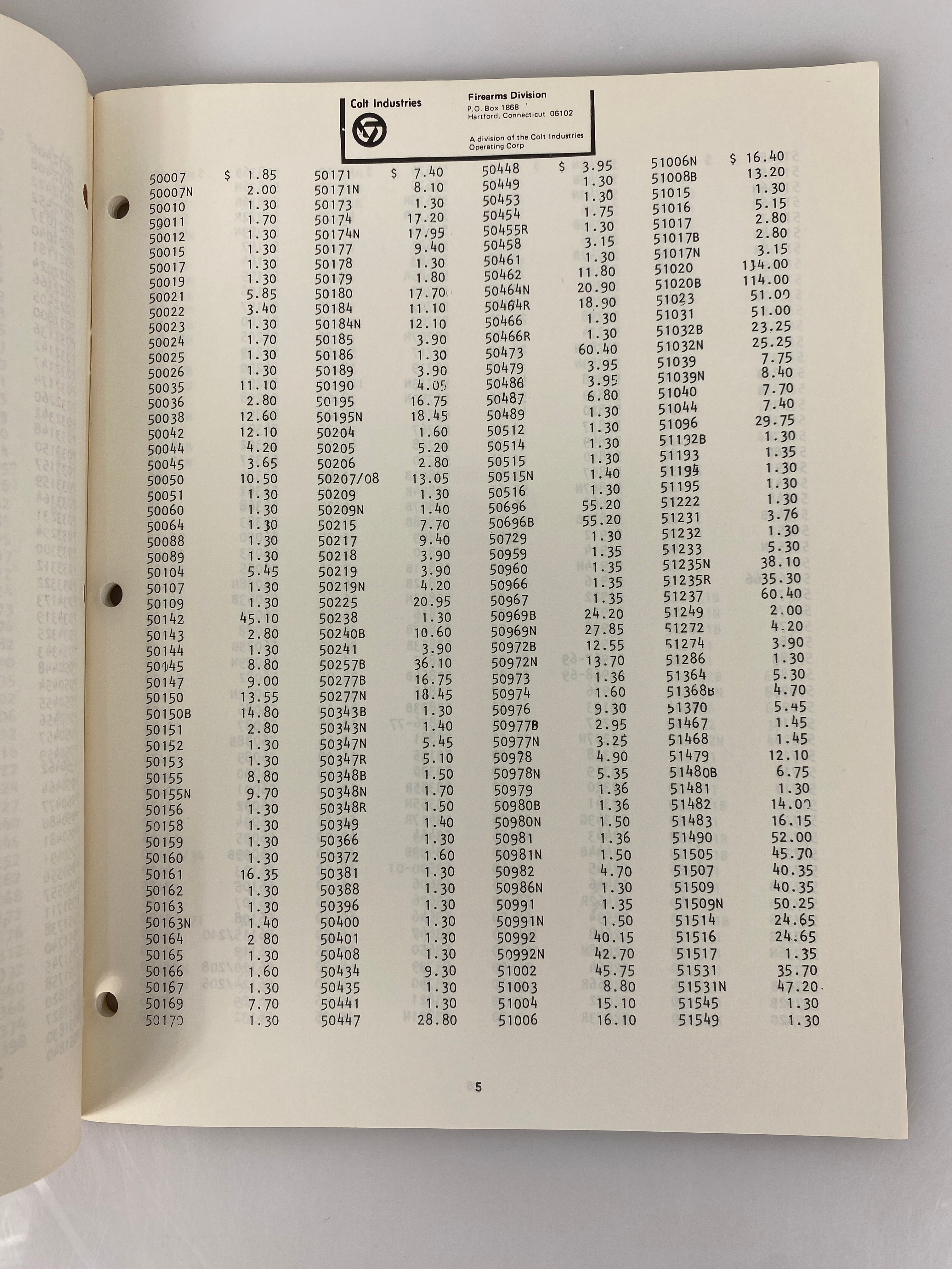 Walker Arms Gunsmith's Catalog Gun Parts Price List