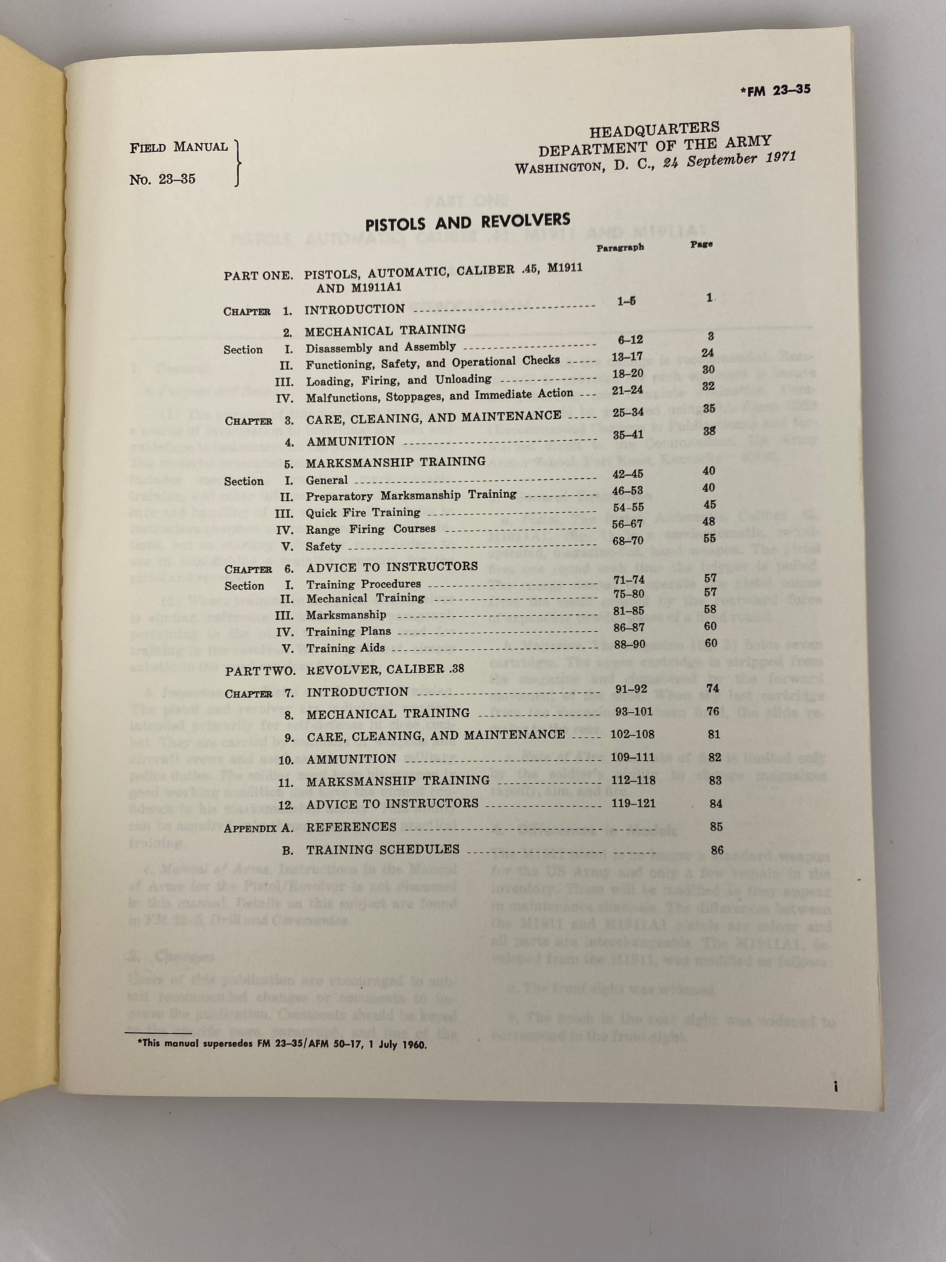 Field Manual Pistols and Revolvers Dept of Army 1971
