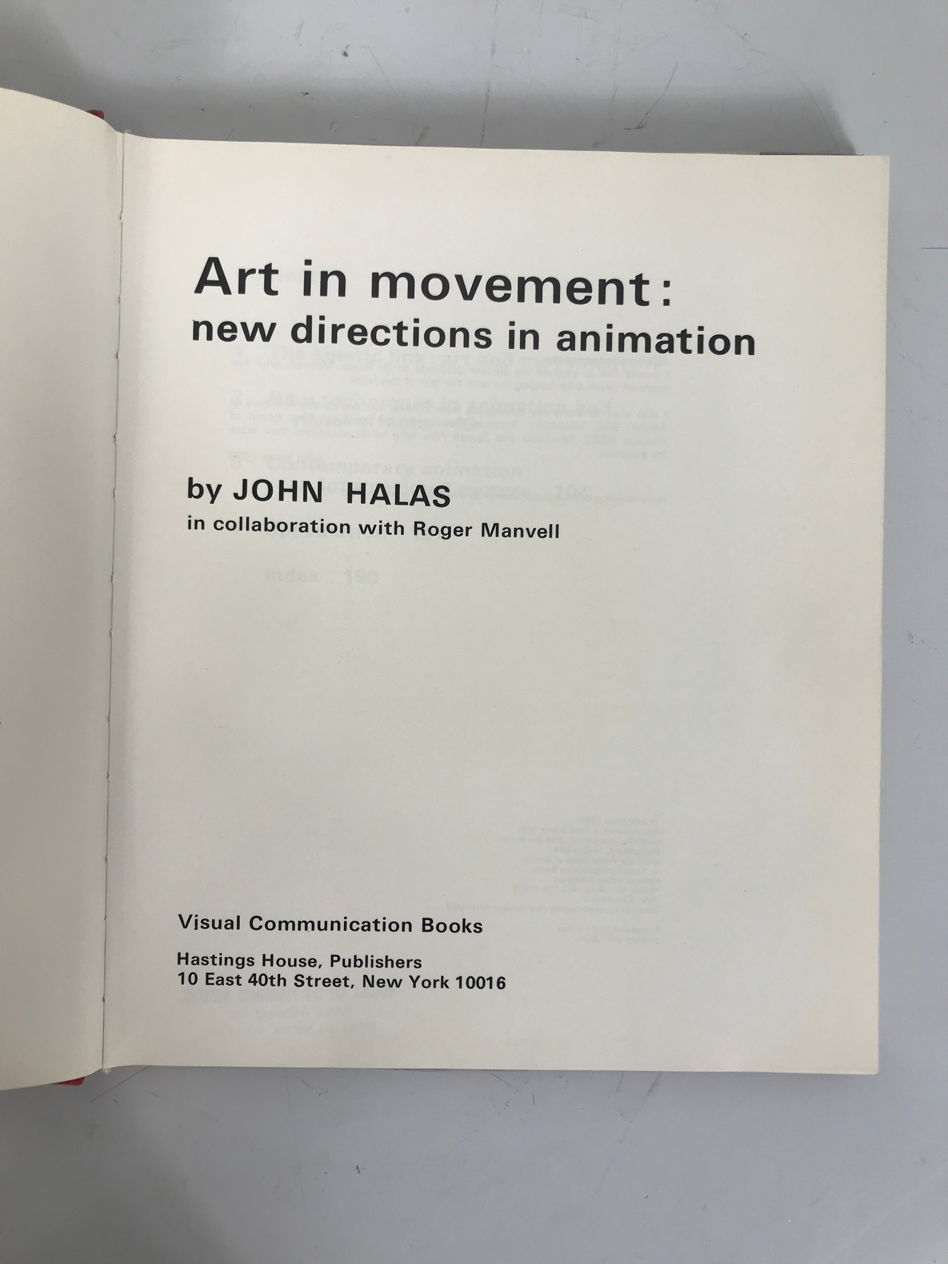 Art in Movement New Directions in Animation 1970 HCDJ Ex-Library