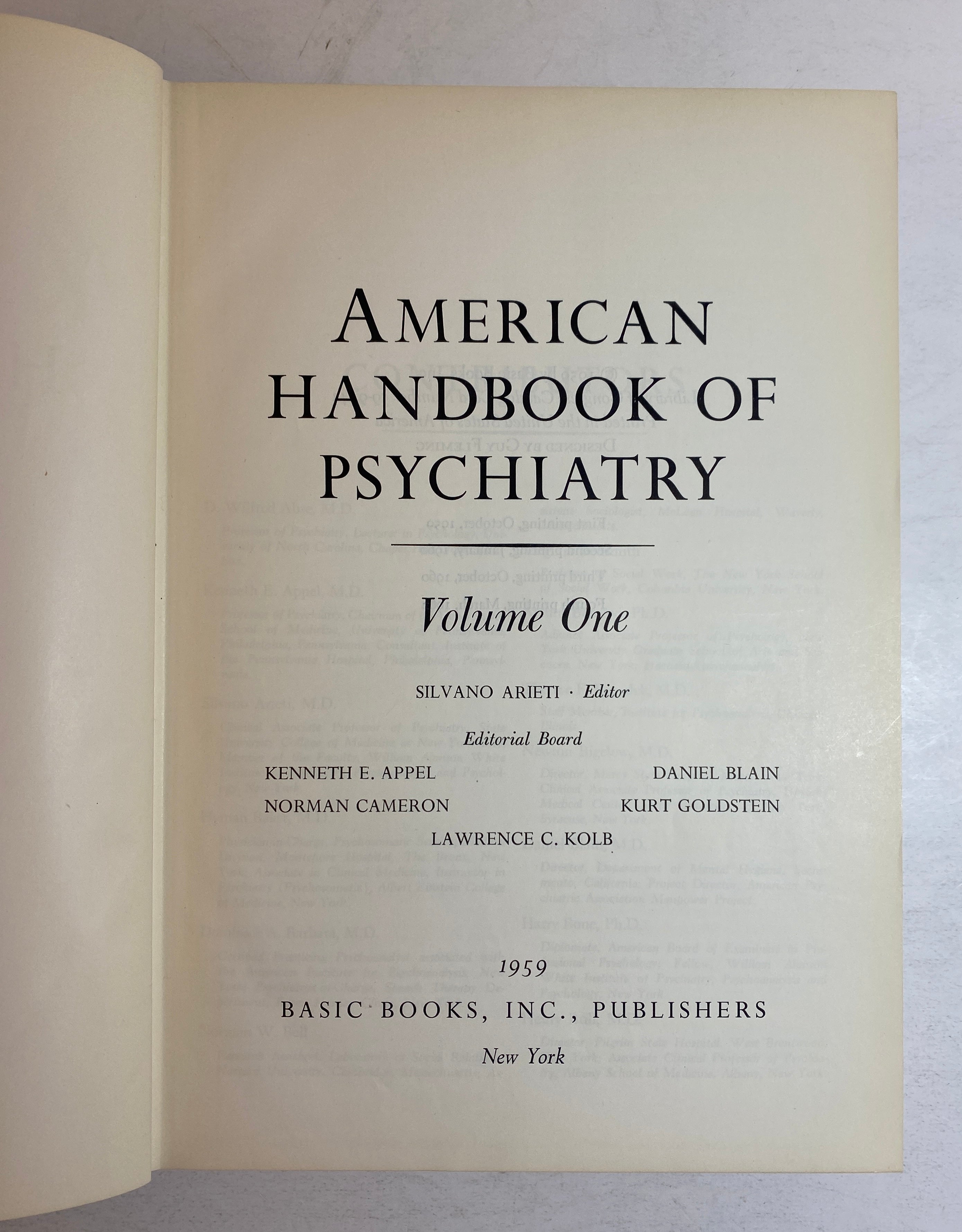 2 Vols: American Handbook of Psychiatry (I & II) by Arieti 1962 HC