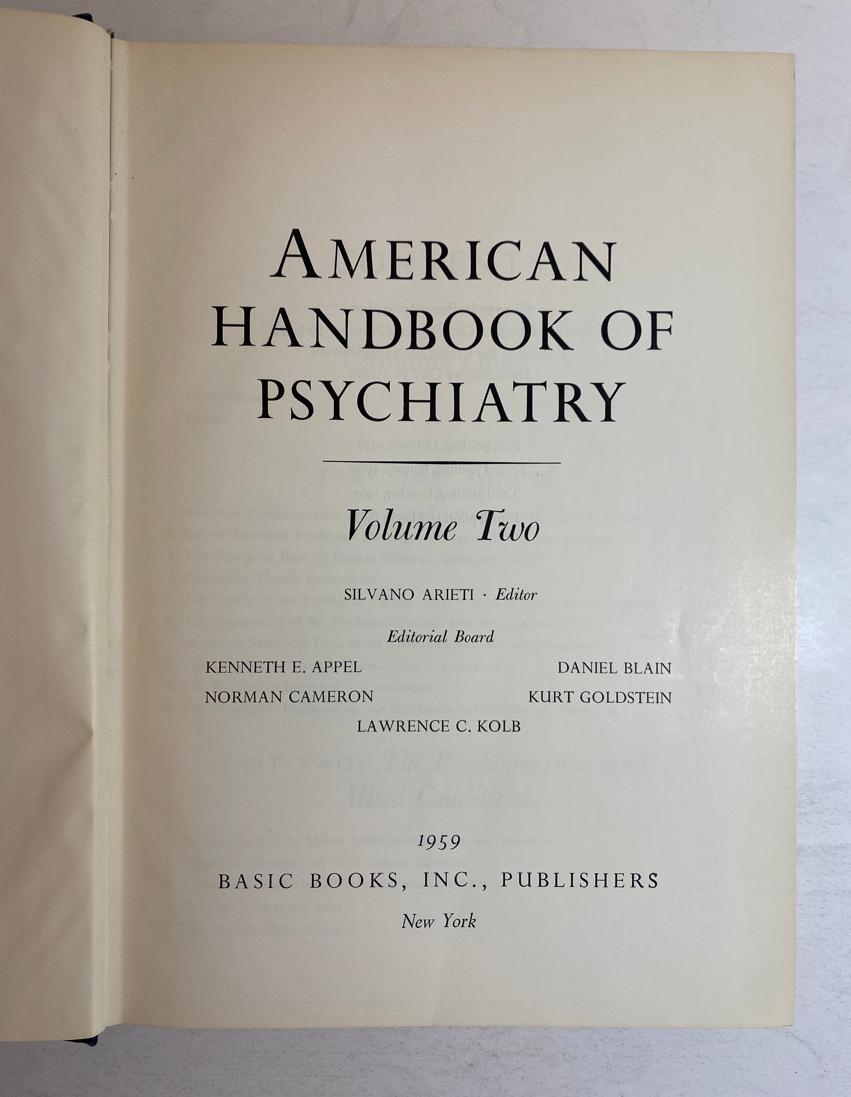 2 Vols: American Handbook of Psychiatry (I & II) by Arieti 1962 HC