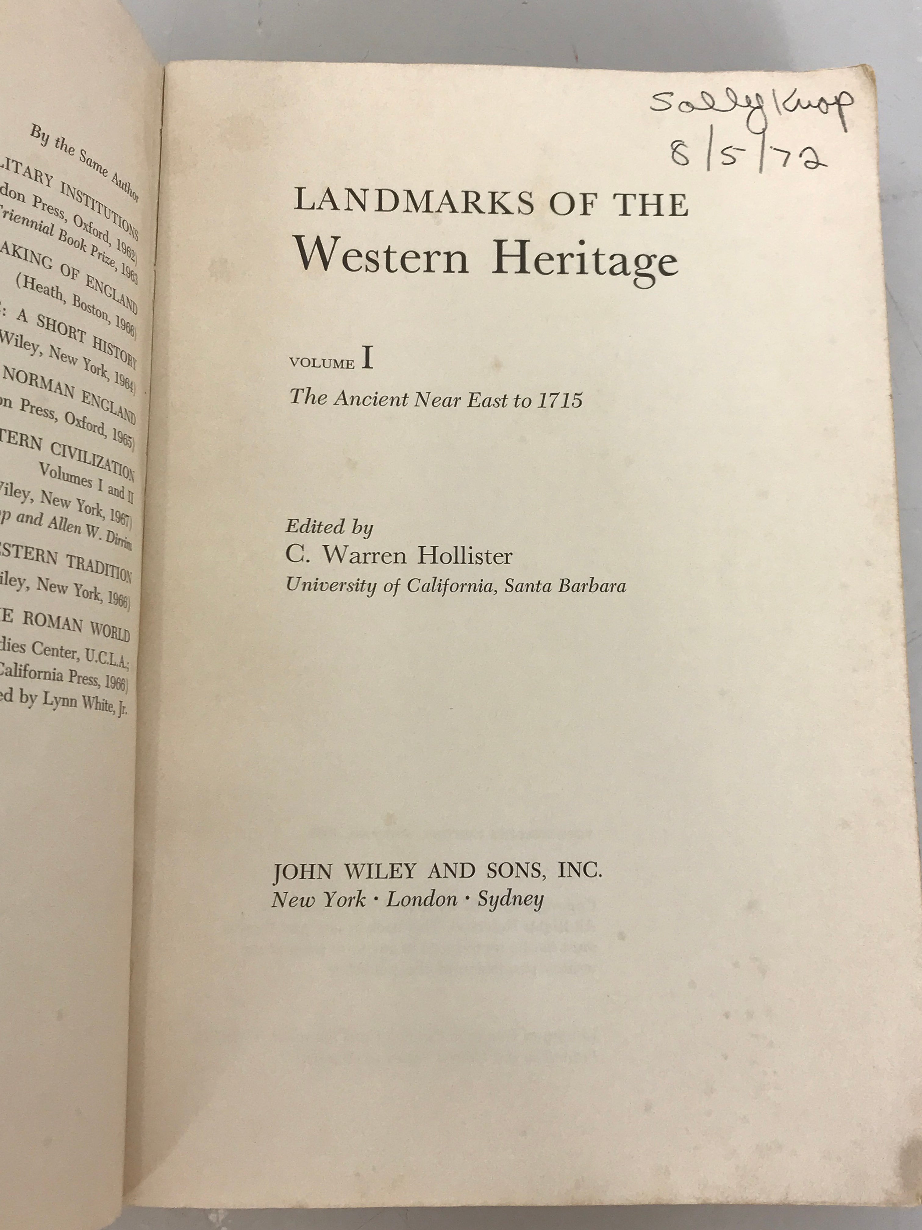 Landmarks of the Western Heritage Volume I: The Ancient Near East