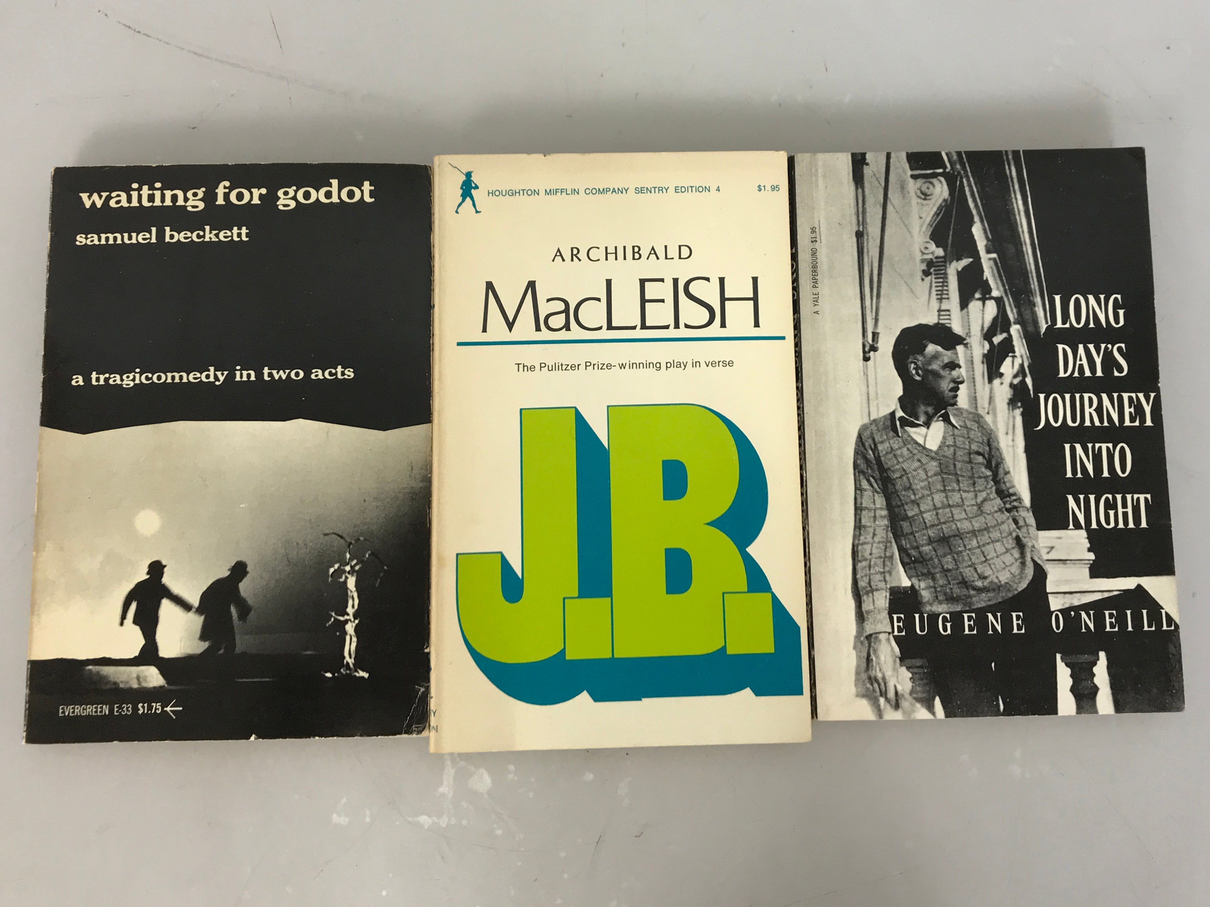 Lot of 3 Classic Plays: Waiting for Godot (1954), J.B. A Play in Verse (1958), and Long Day's Journey Into Night (1972) SC