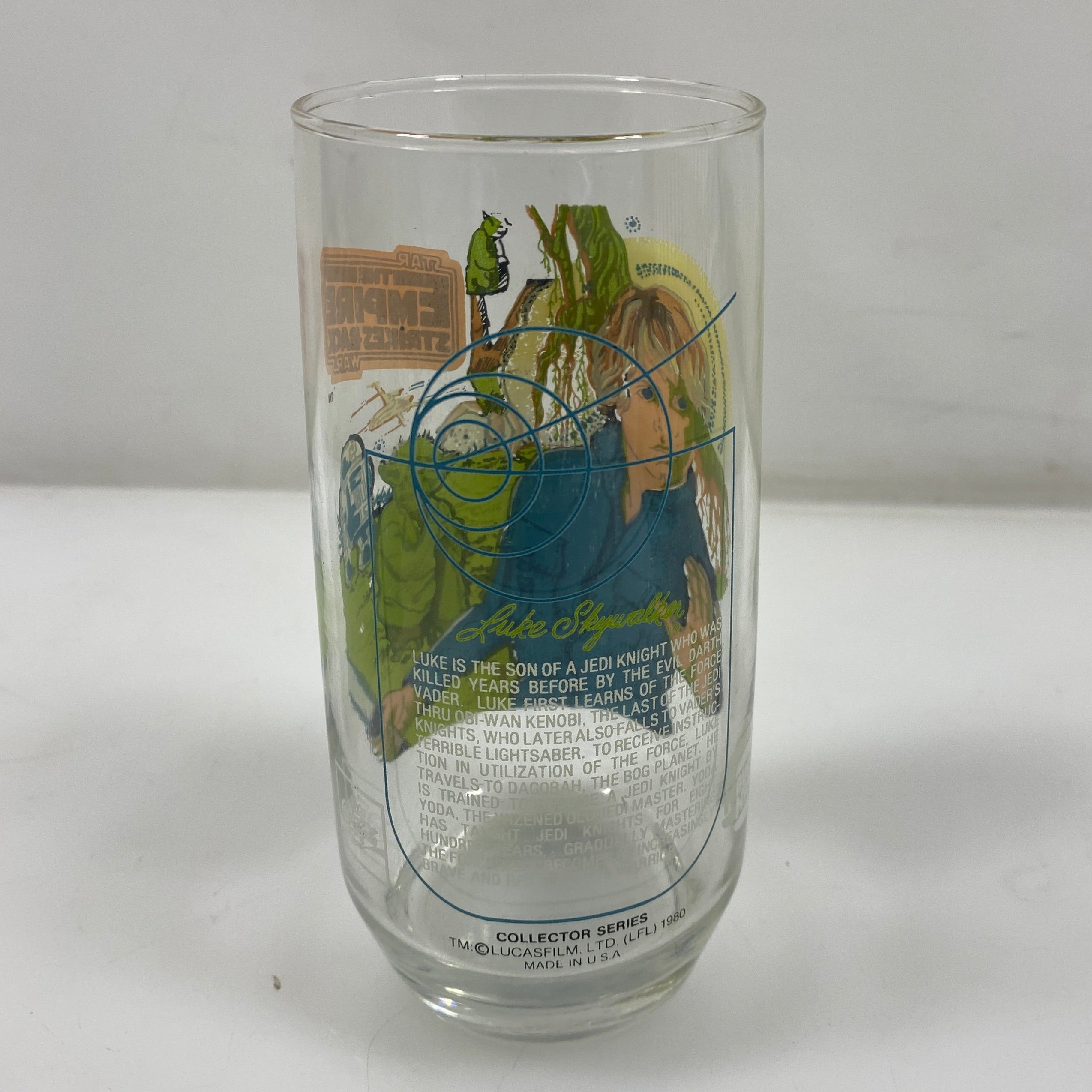 Vintage 1980 Star Wars The Empire Strikes Back Luke Skywalker Collector Series Drinking Glass
