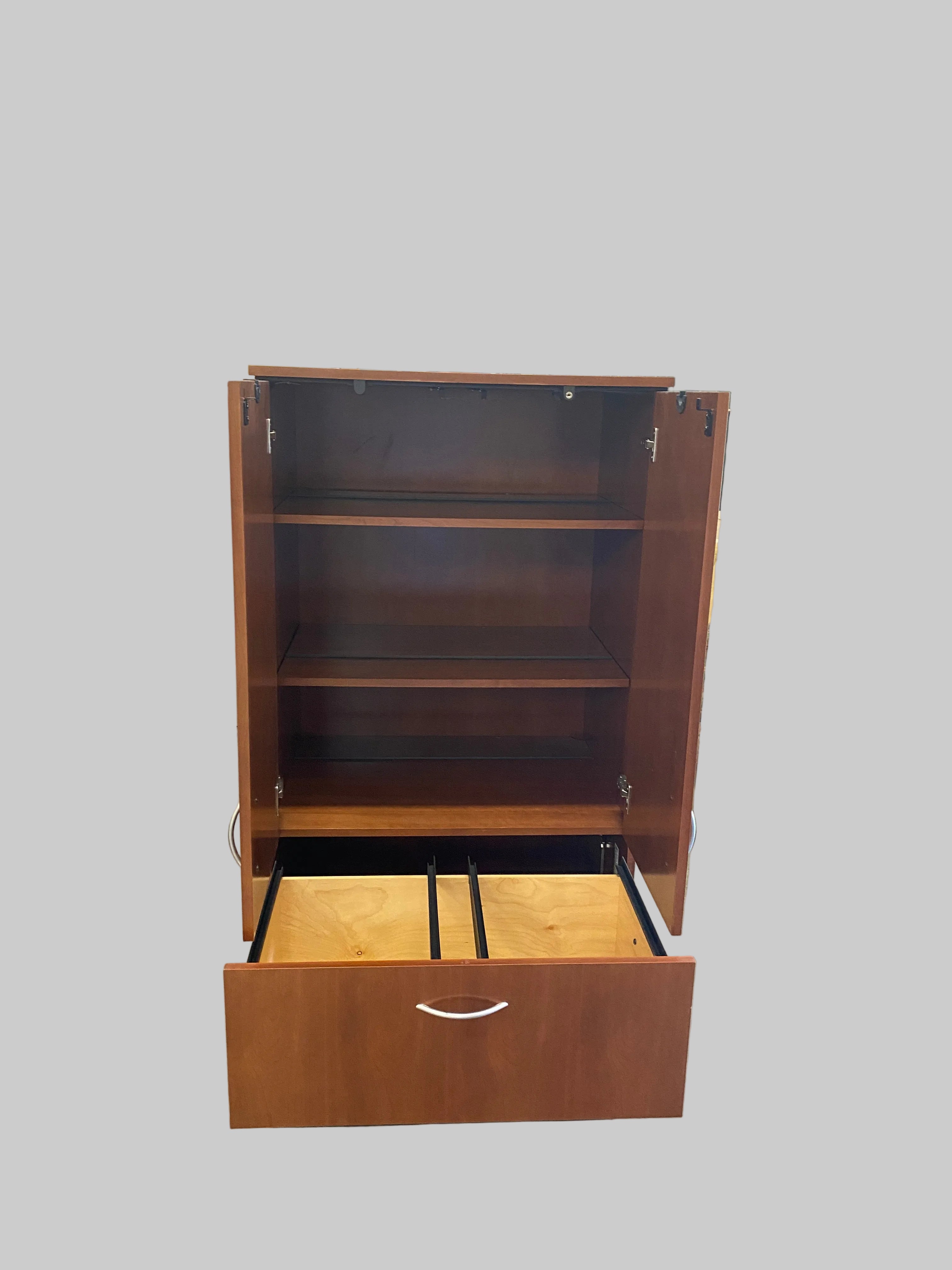 Cherry Finish Storage Armoire Cabinet with Shelves & 2 File Drawers