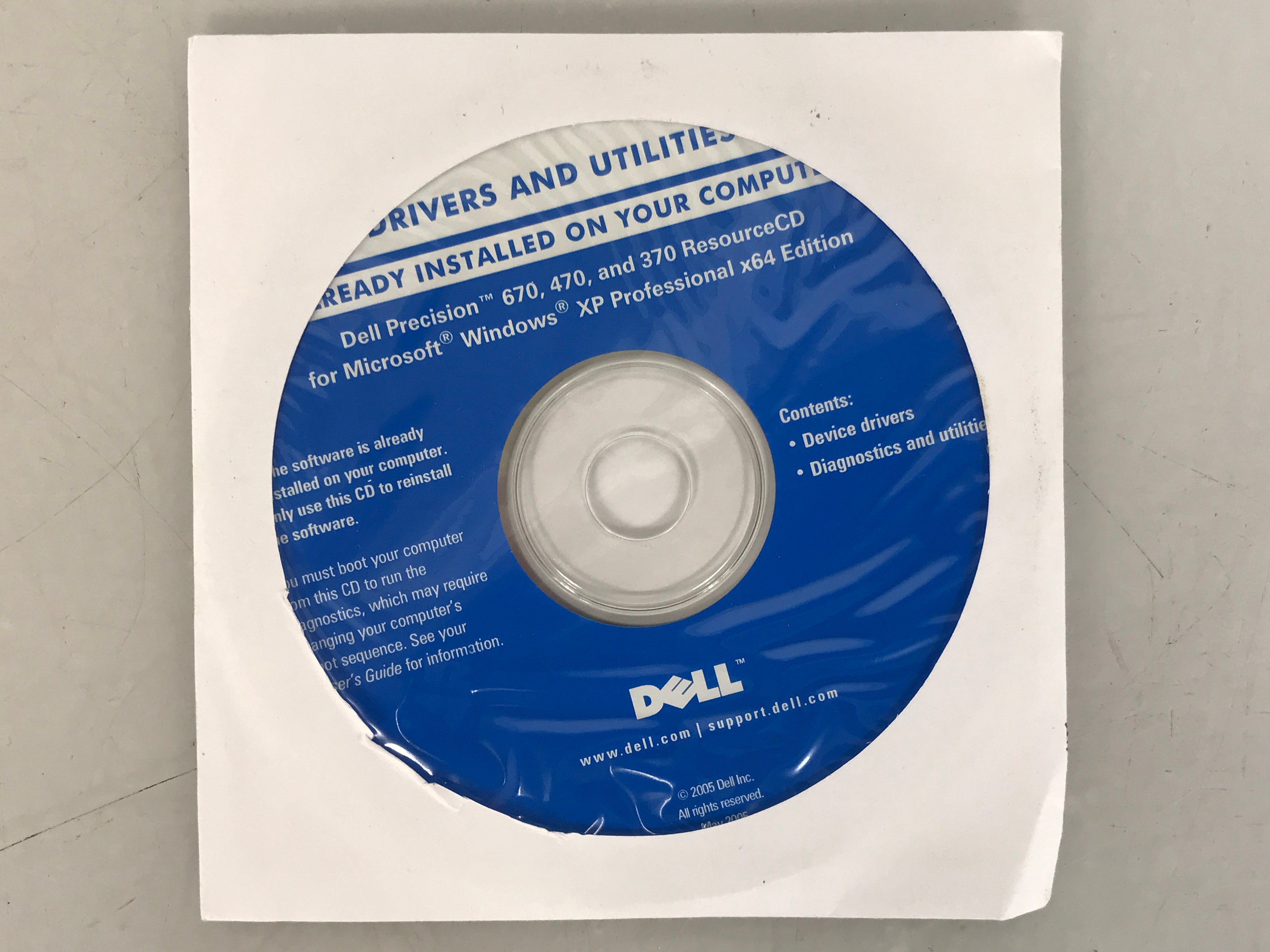 Dell Drivers And Utilities For Windows XP Professional x64 Edition Software Disc Media