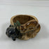 Vintage Japan Ceramic Cat Planter Cachepot w/ Black & Brown Cats Tree Stump
