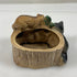 Vintage Japan Ceramic Cat Planter Cachepot w/ Black & Brown Cats Tree Stump