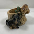 Vintage Japan Ceramic Cat Planter Cachepot w/ Black & Brown Cats Tree Stump