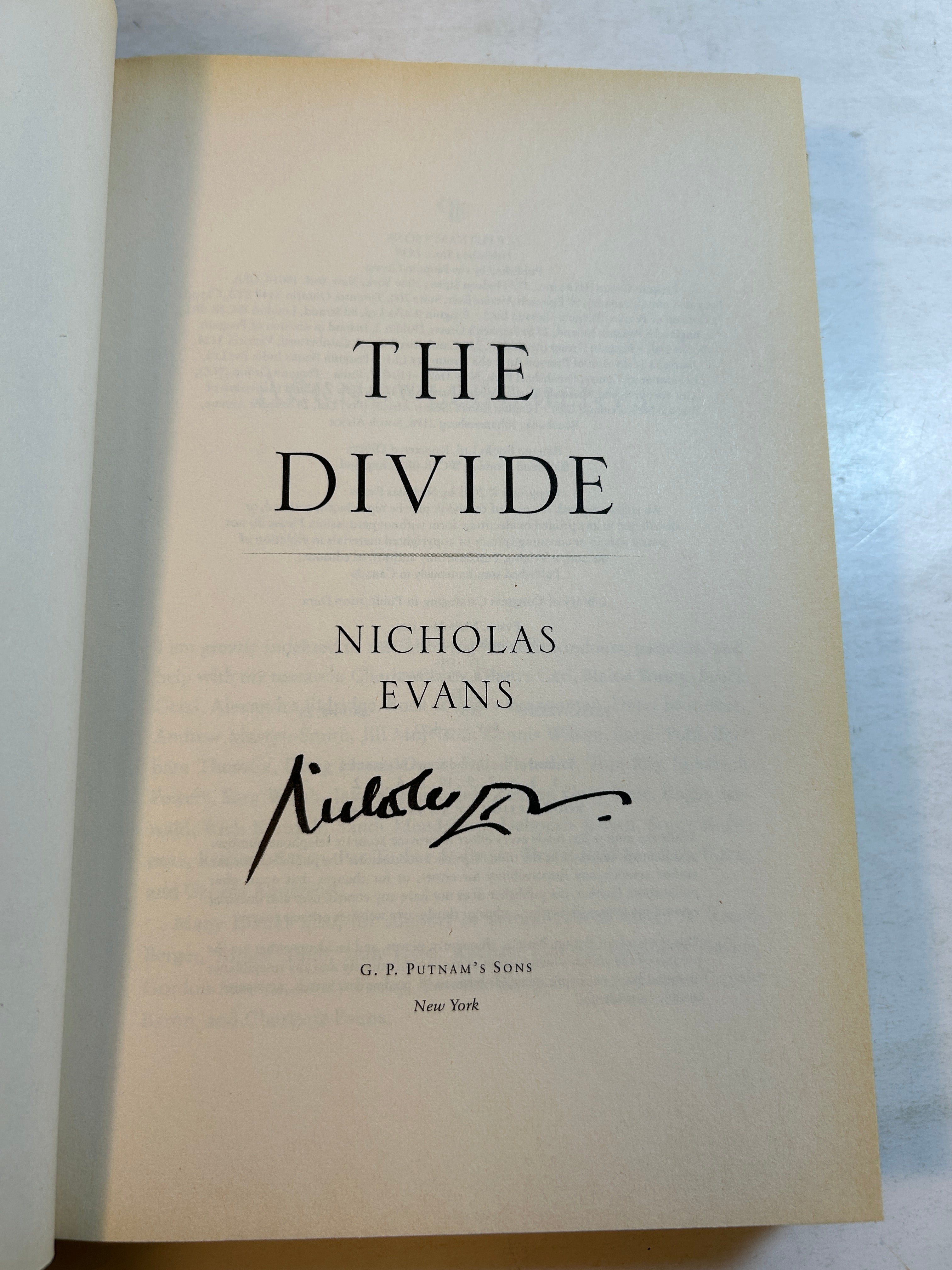 The Divide by Nicholas Evans *signed* 2005 HCDJ