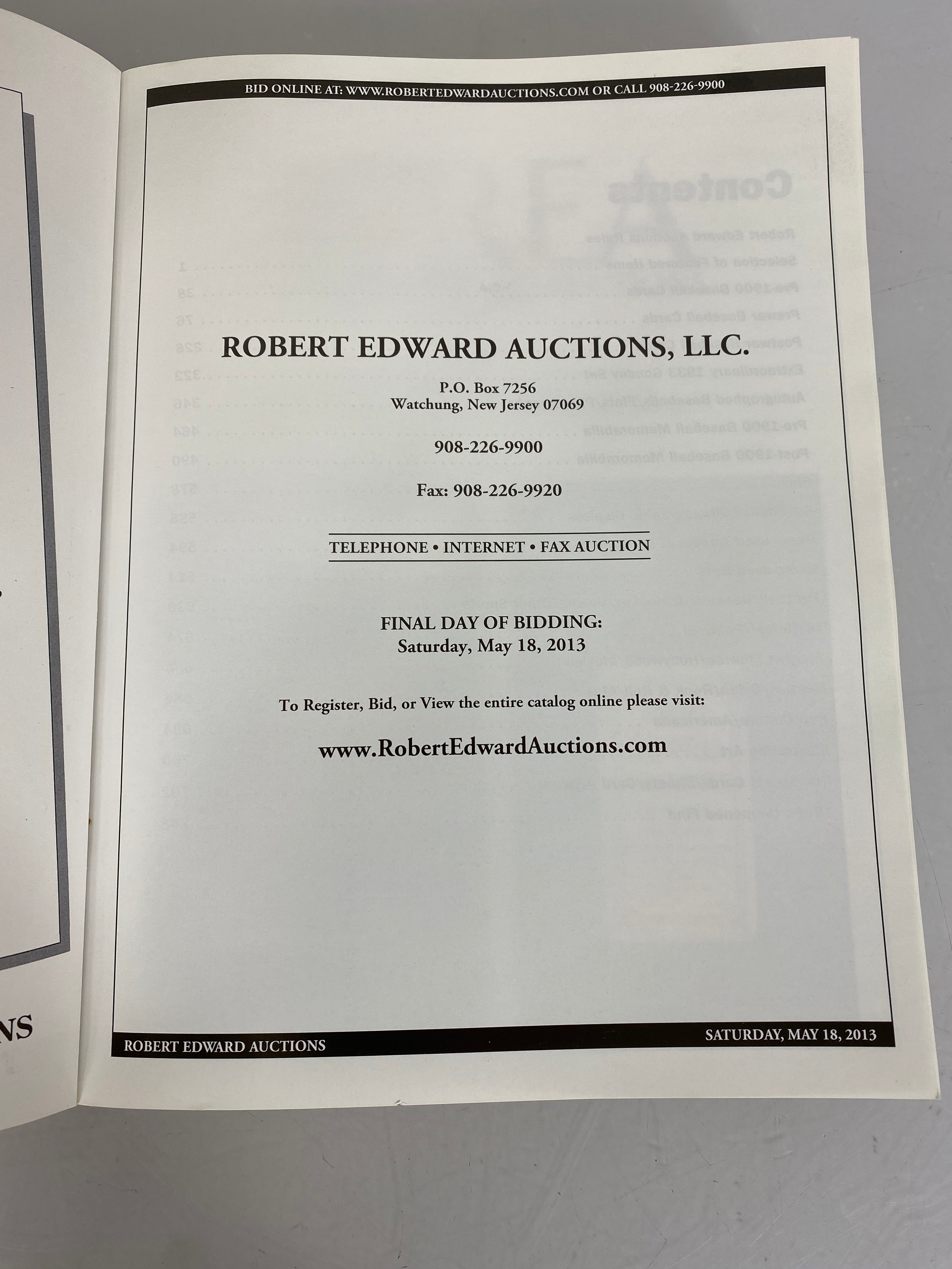 Robert Edward Auctions Catalog Baseball Cards, Memorabilia & Americana 2013 SC