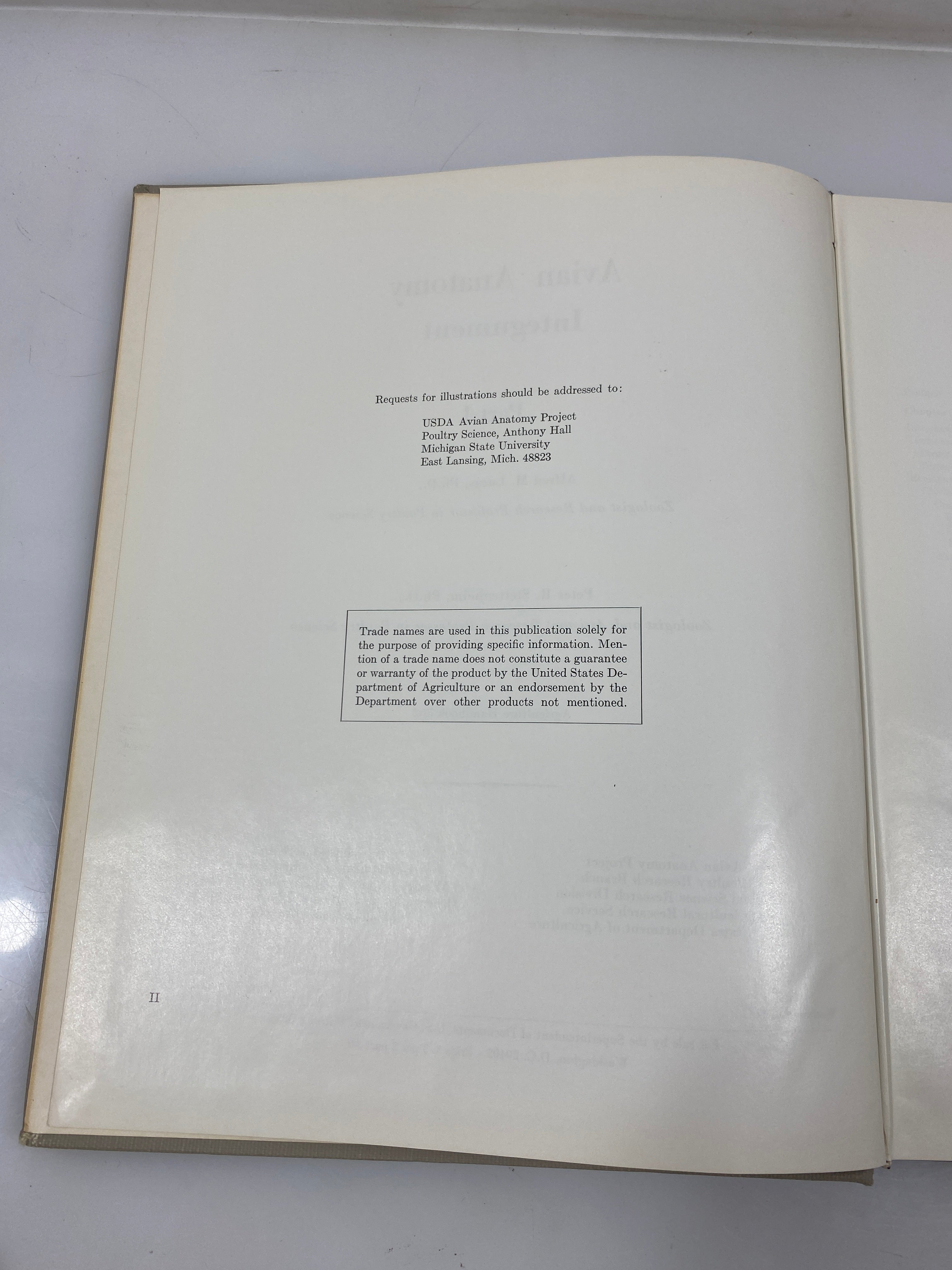 Avian Anatomy Integument Part I Lucas/Stettenheim 1972 HC