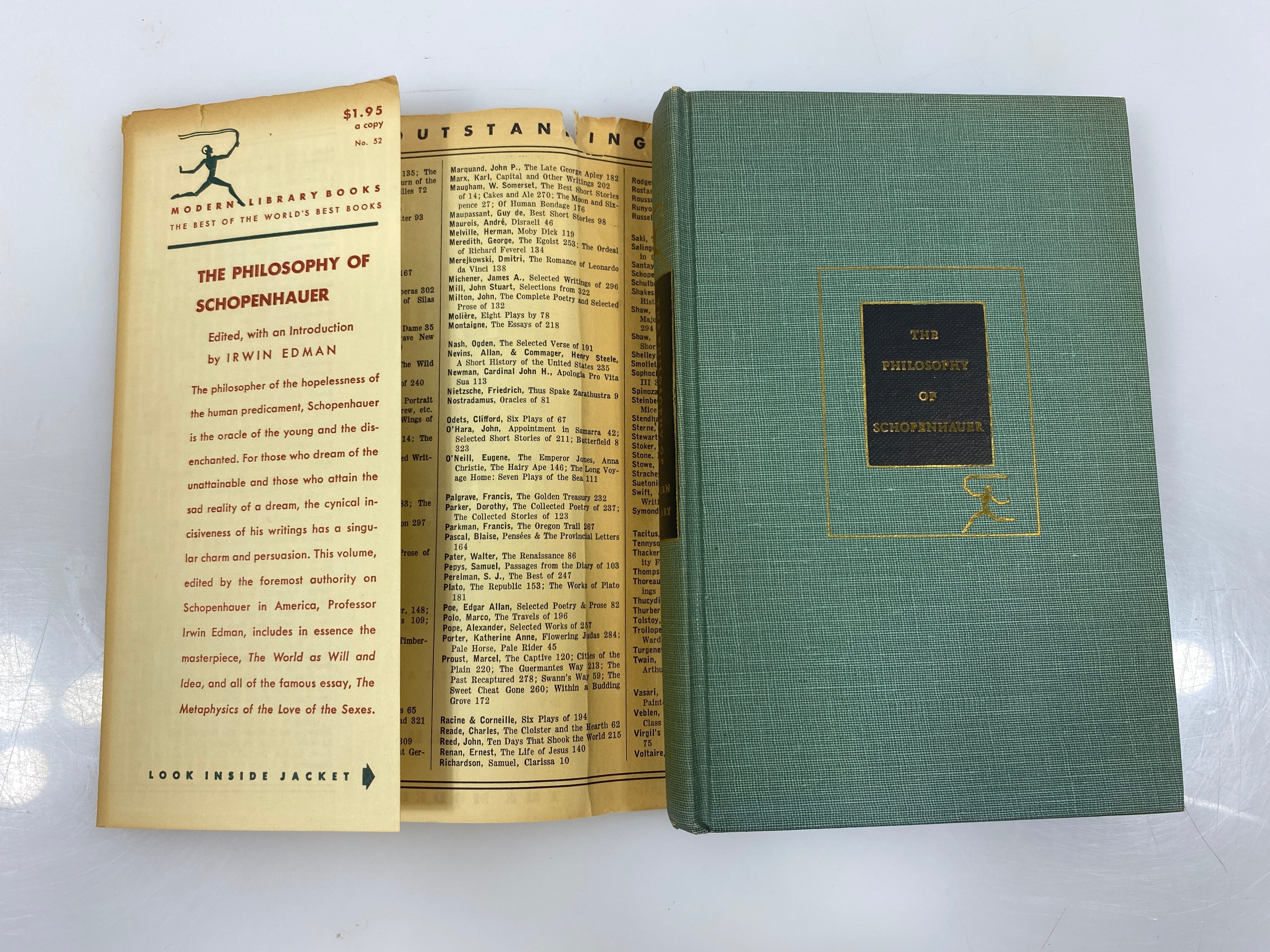 The Philosophy of Schopenhauer The Modern Library 1956 HCDJ