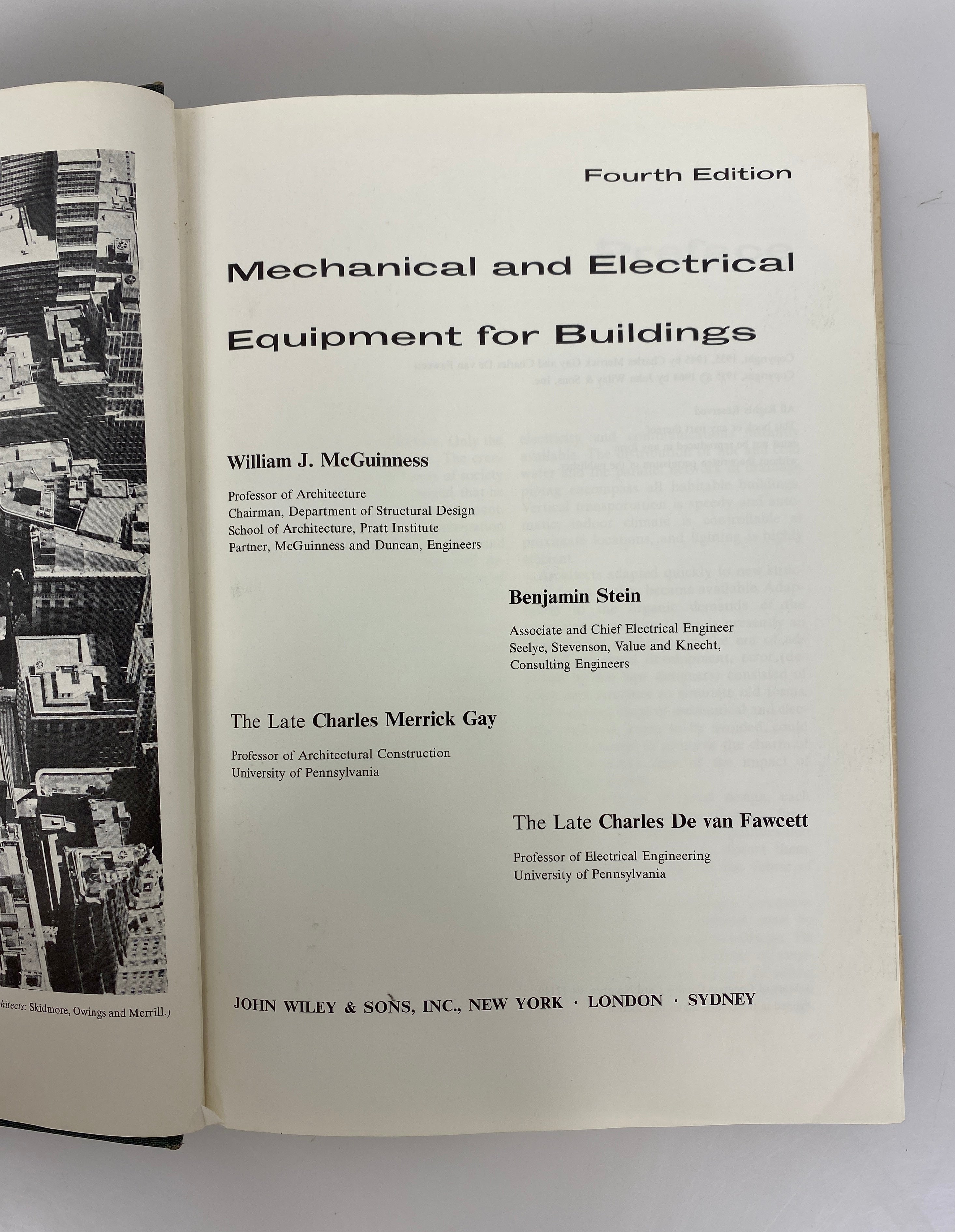 Mechanical & Electrical Equipment for Buildings by McGuinness 1964 HC DJ