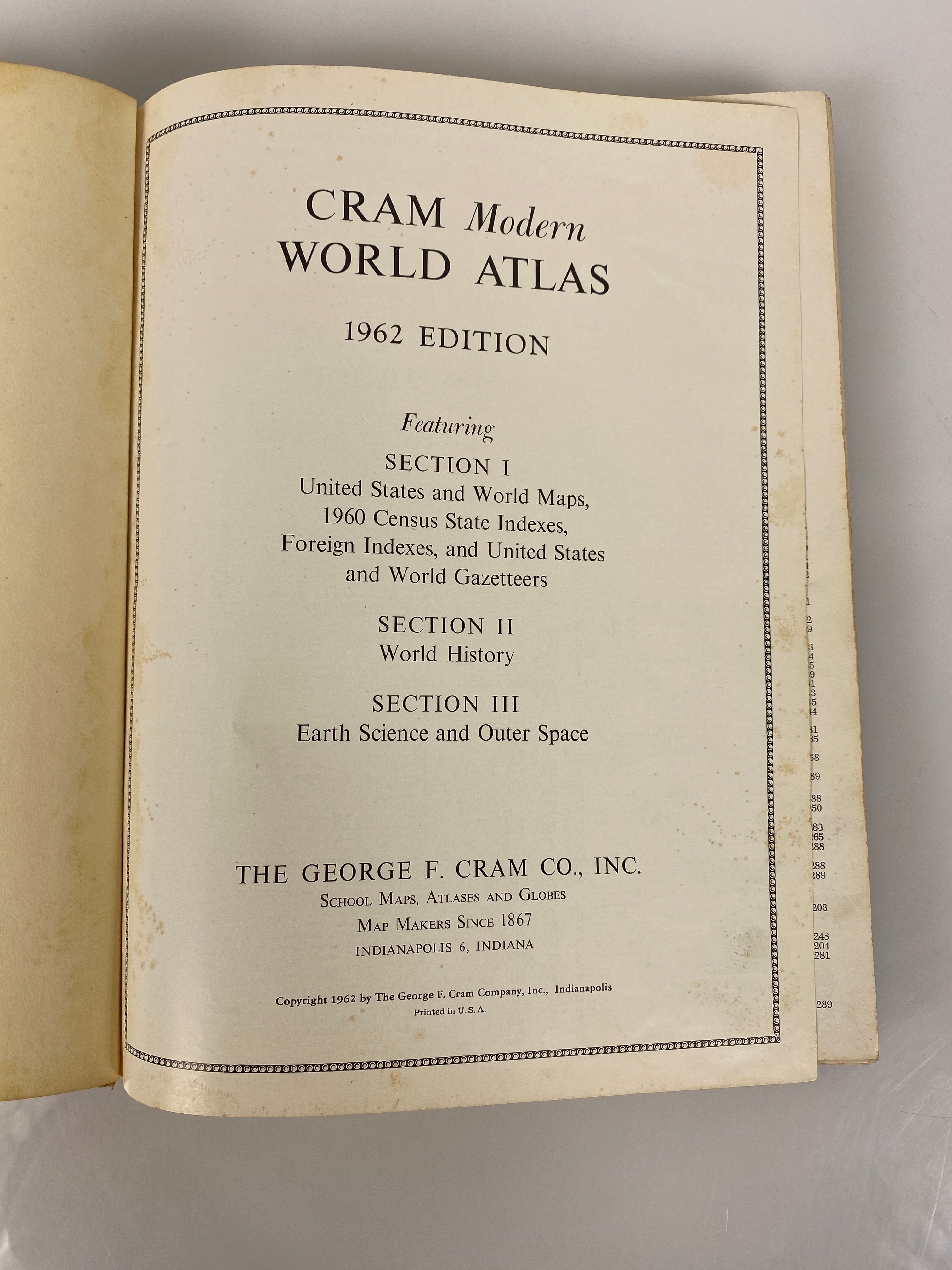 Cram Modern World Atlas 1962 vintage HC