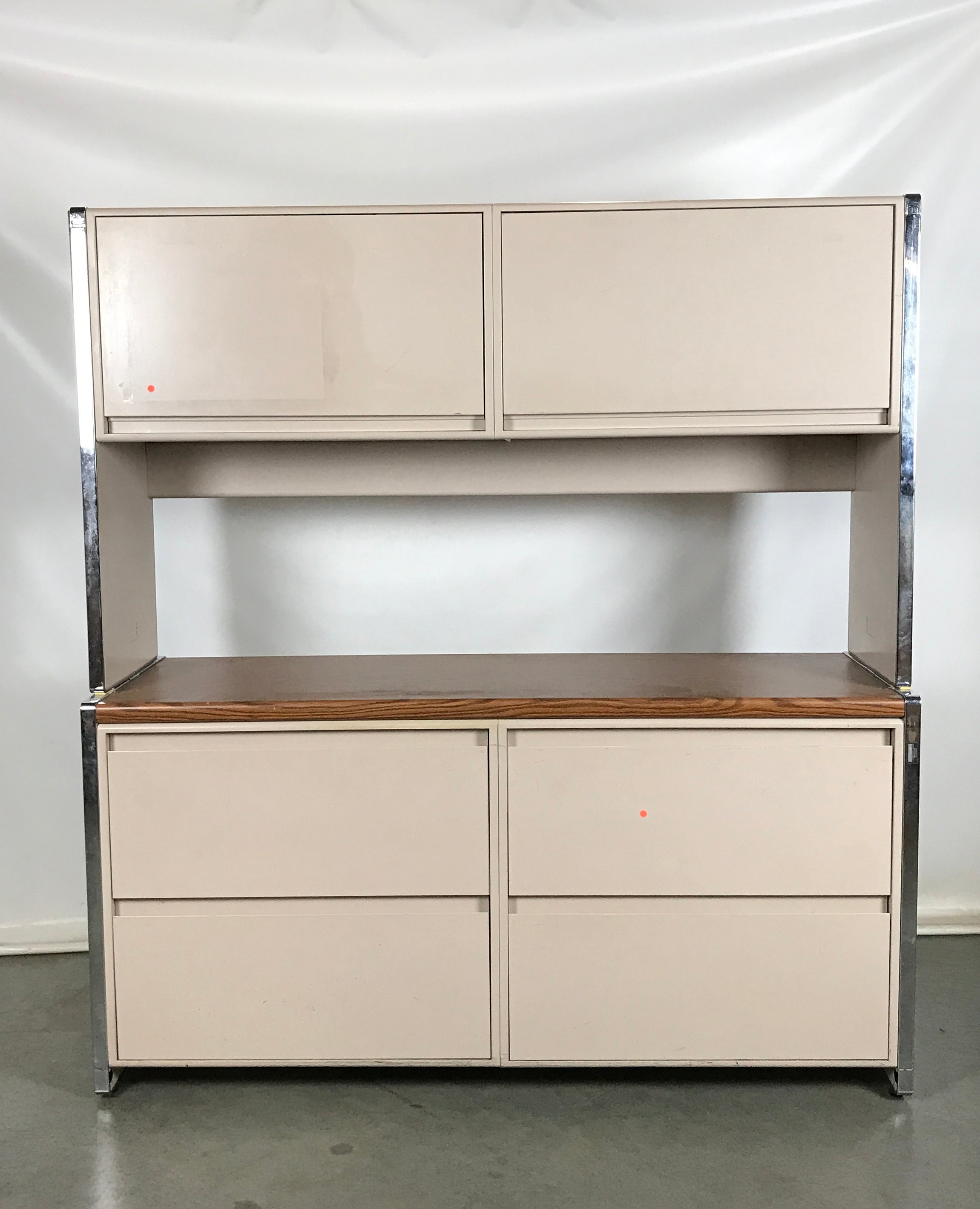 Beige Cabinet with Hutch