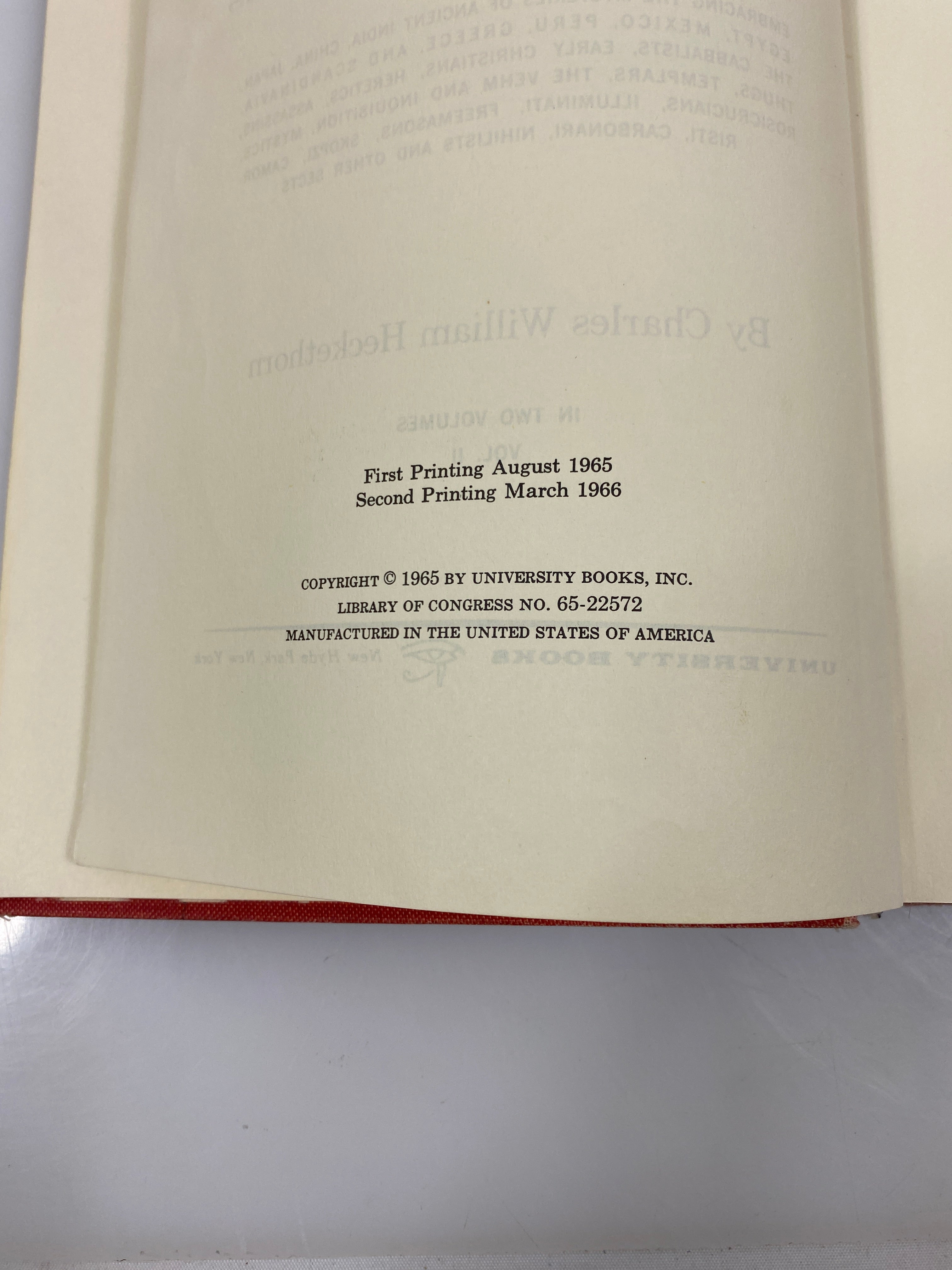 Set of 2: The Secret Societies of All Ages & Countries Vol I-II Ex-libra 1966 HC