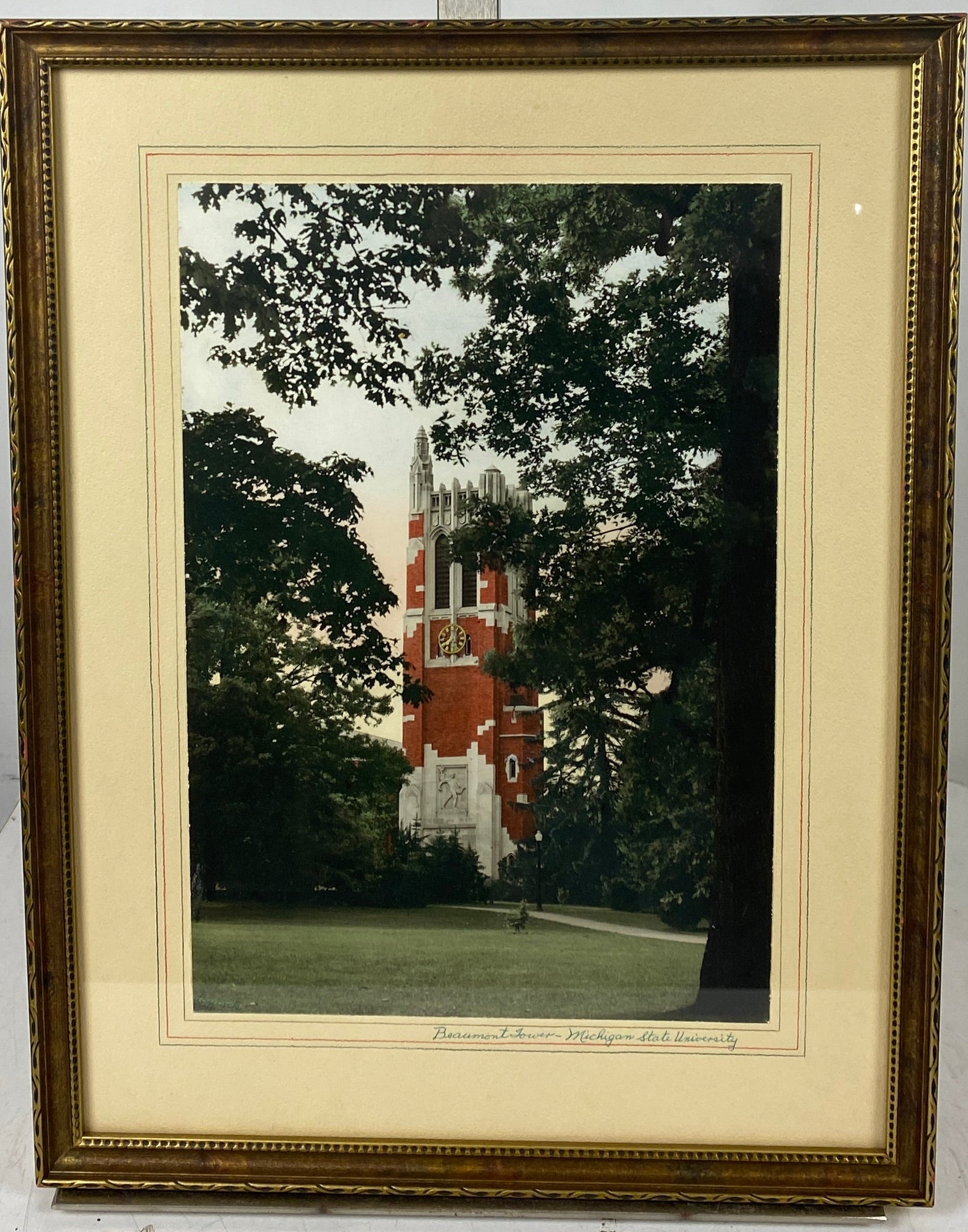 1998 Michigan State University Beaumont Tower Framed Photograph Print Portrait