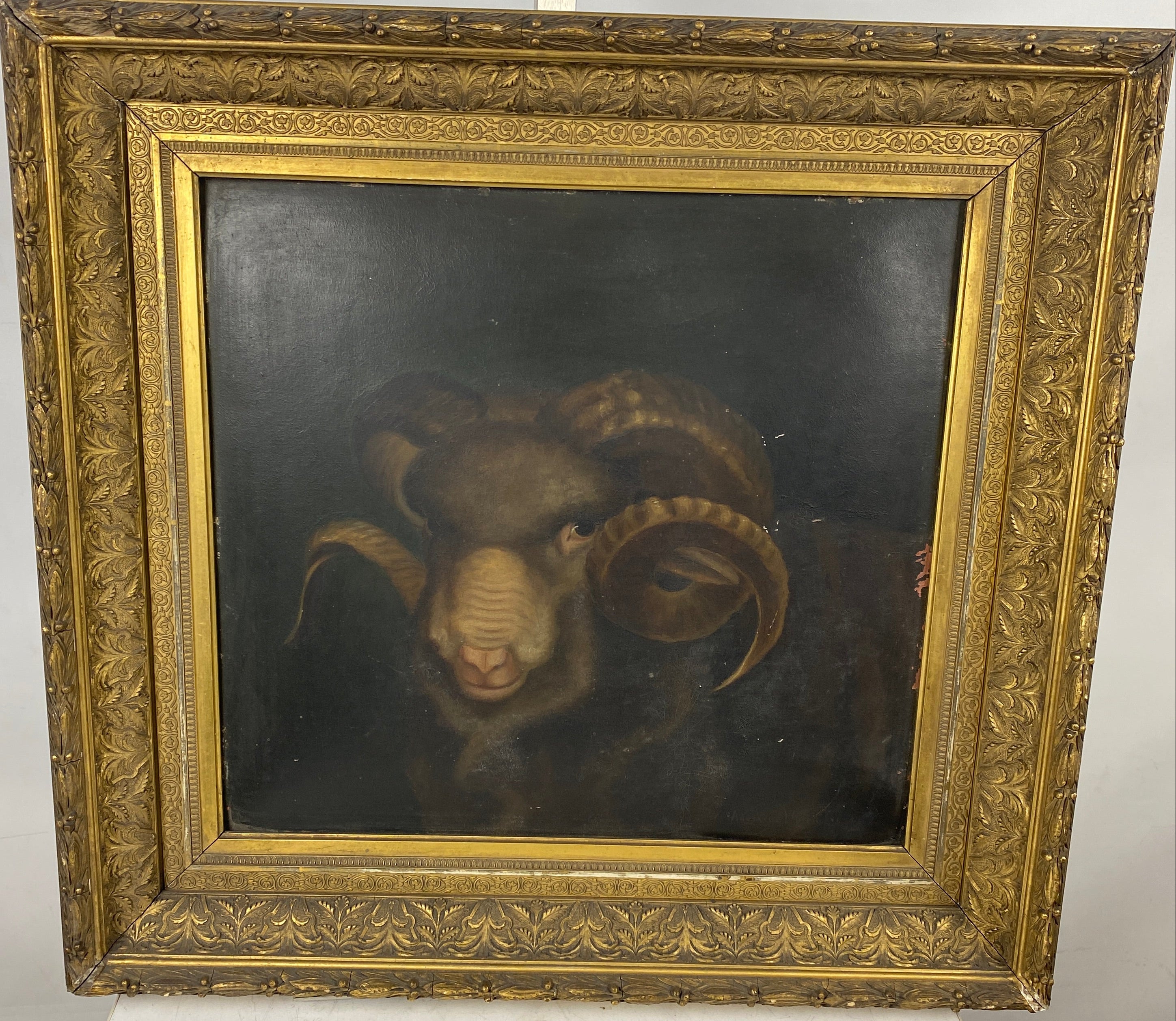 Antique Oil Painting of Ram in Ornate Gilt Frame – O'Brien's Art Emporium Baltimore