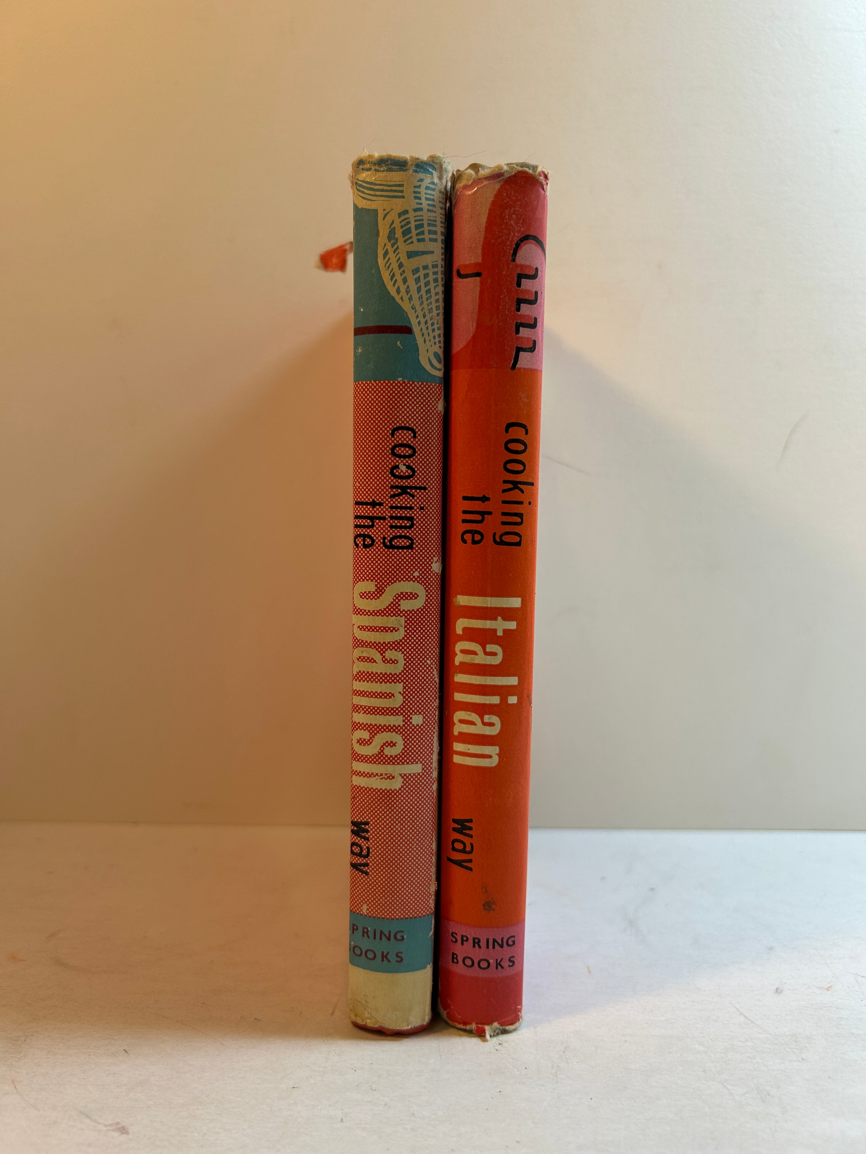Lot of 2 Cooking the ___Way Vintage/Kitch Cookbooks Spanish & Italian 1960s HCDJ
