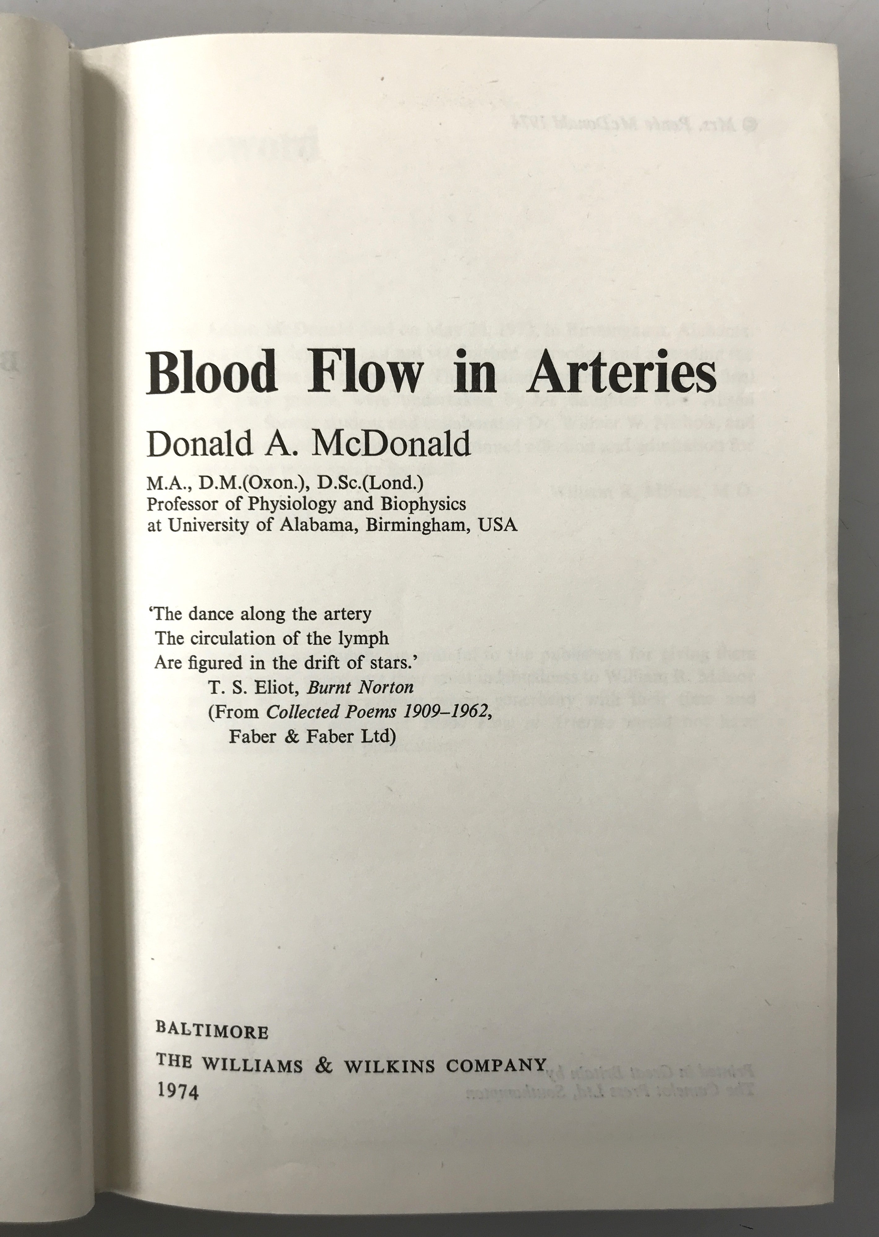 Blood Flow in Arteries Second Edition by Donald McDonald 1974 HC
