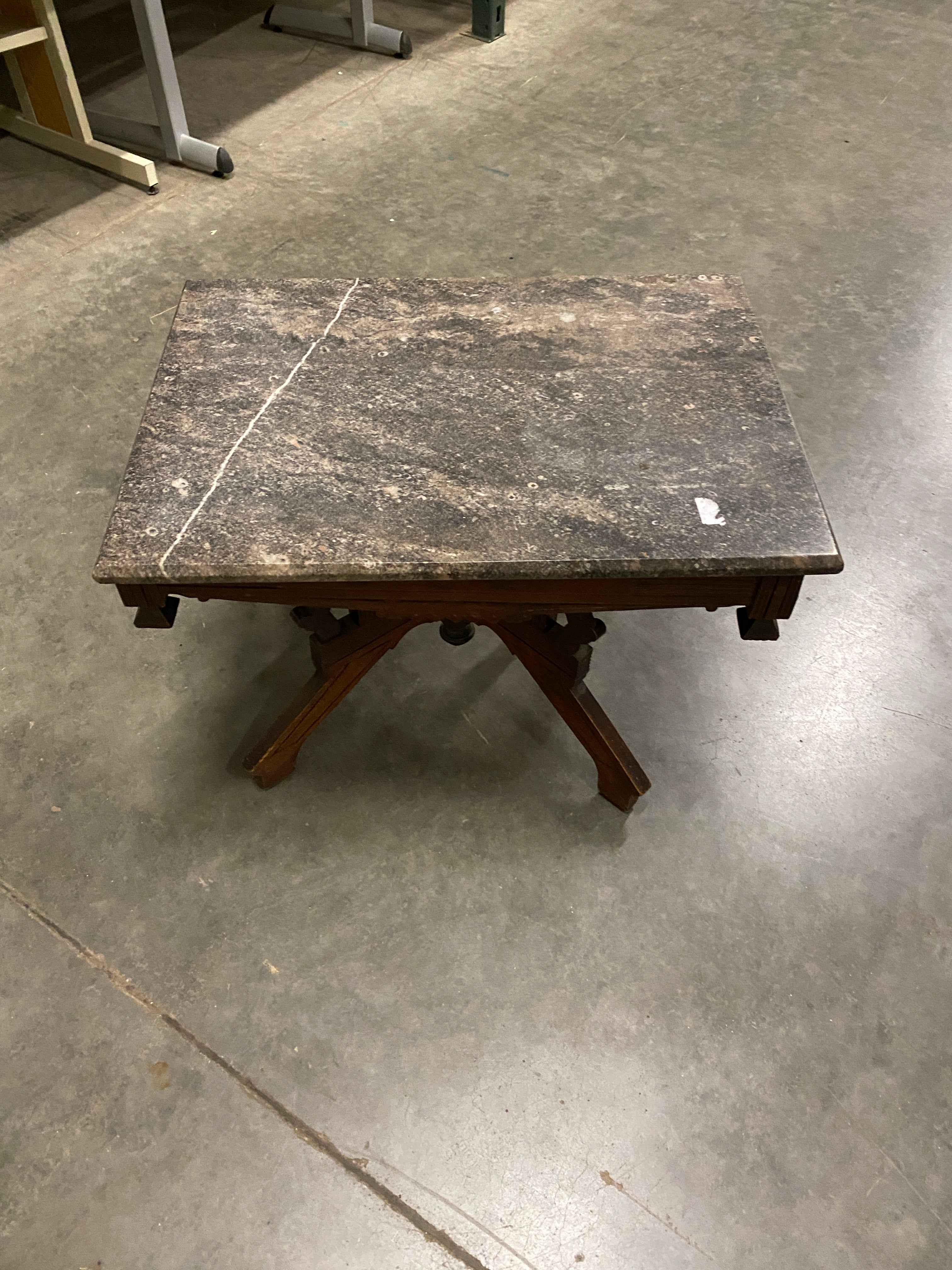 Stone Top Wooden Side Table