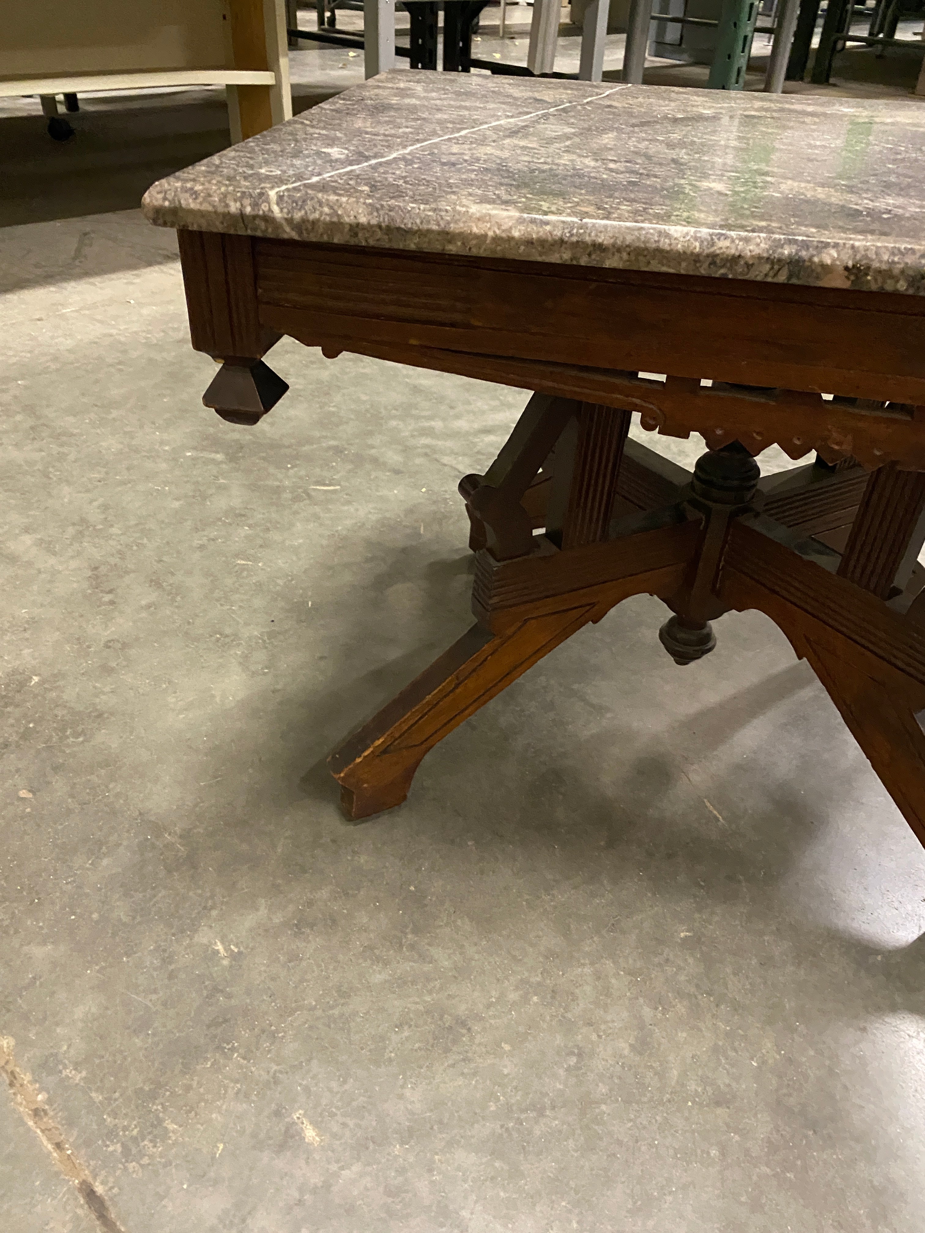 Stone Top Wooden Side Table