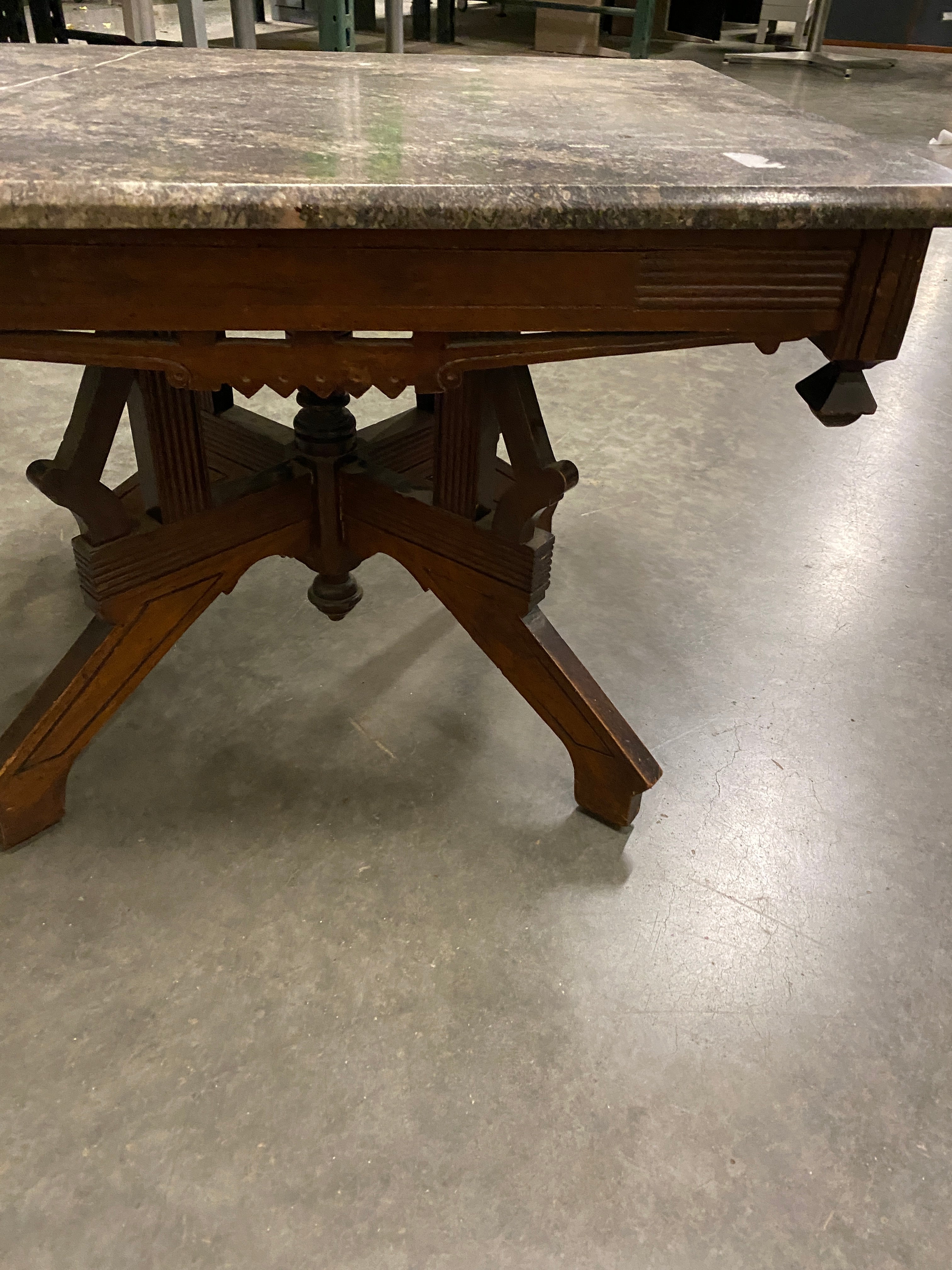 Stone Top Wooden Side Table