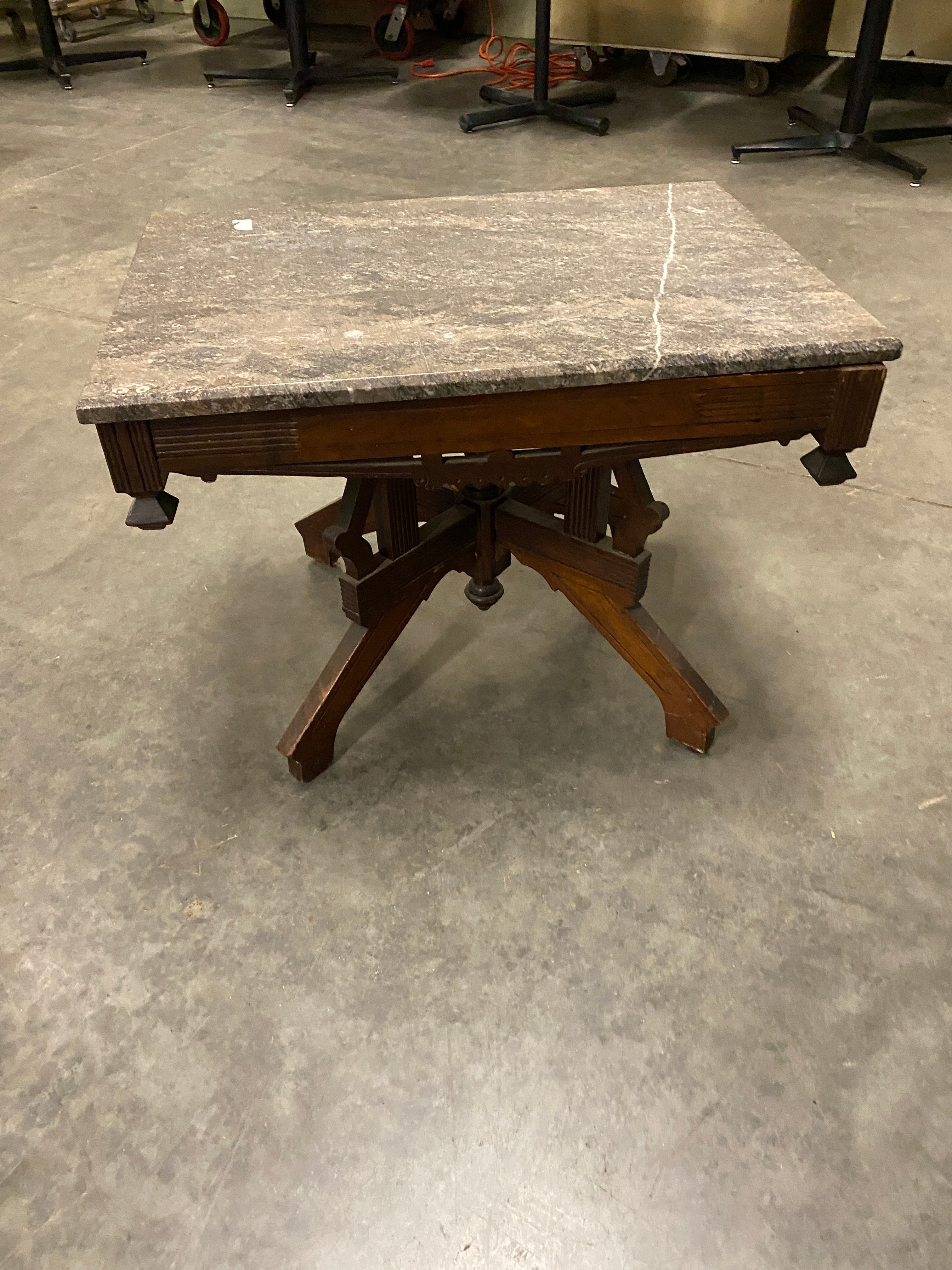 Stone Top Wooden Side Table