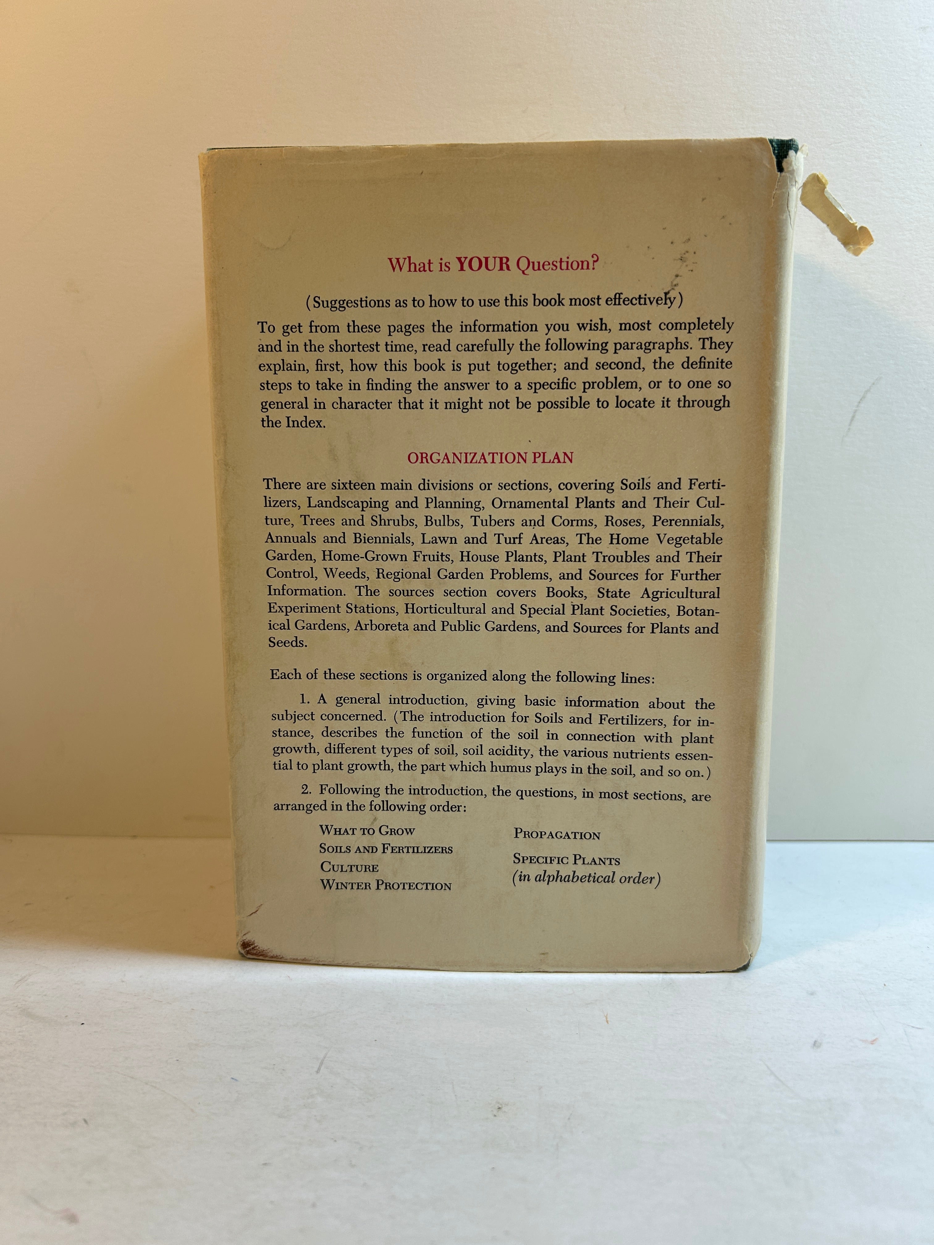 10,000 Garden Questions Answered By 20 Experts - 1974 Third Edition HCDJ