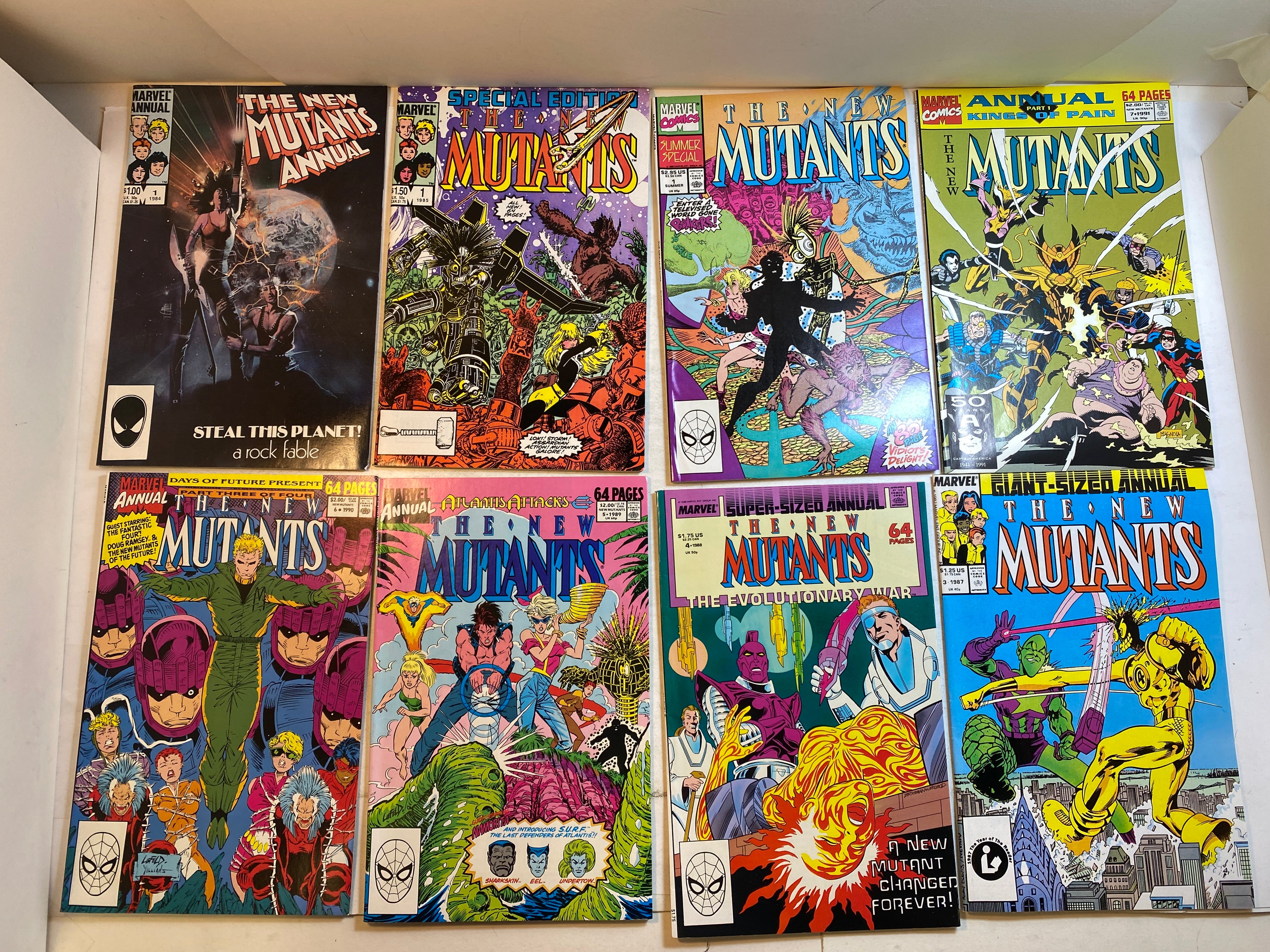 Lot of 8 New Mutants Annuals Marvel Comics 1984-1991