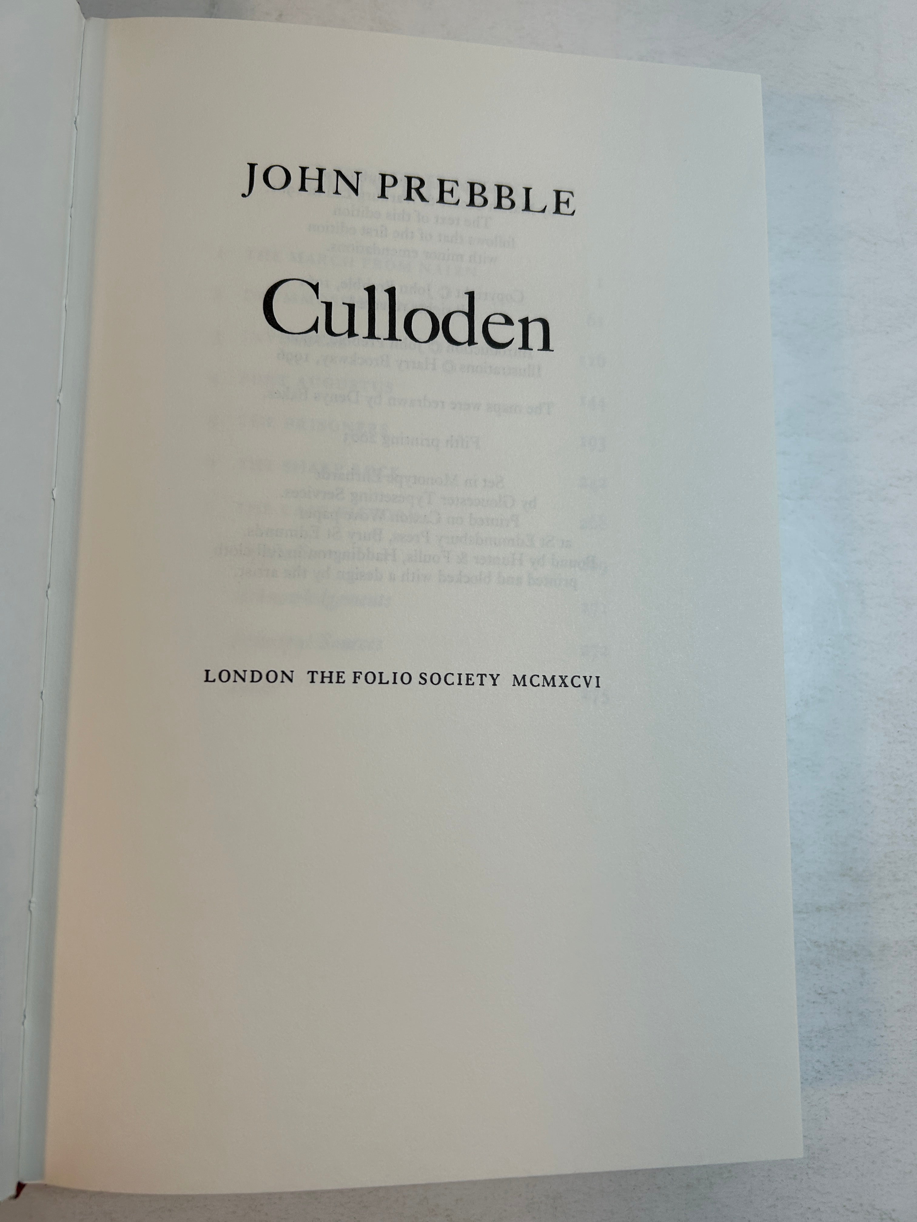 Culloden Folio by John Prebble Society w/slipcase 2003 HC