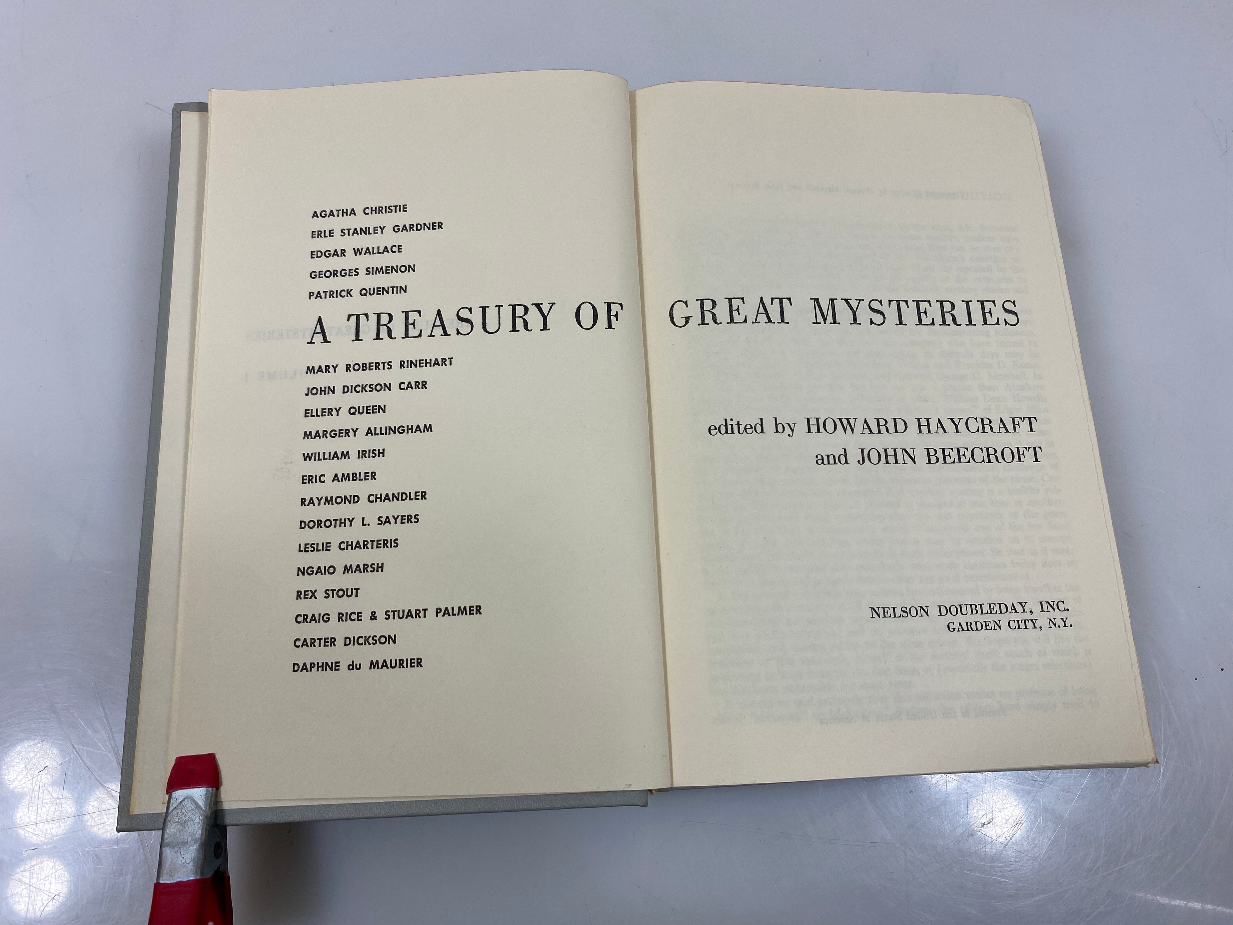 A Treasury of Great Mysteries by Haycroft/Beecroft 1957 HC