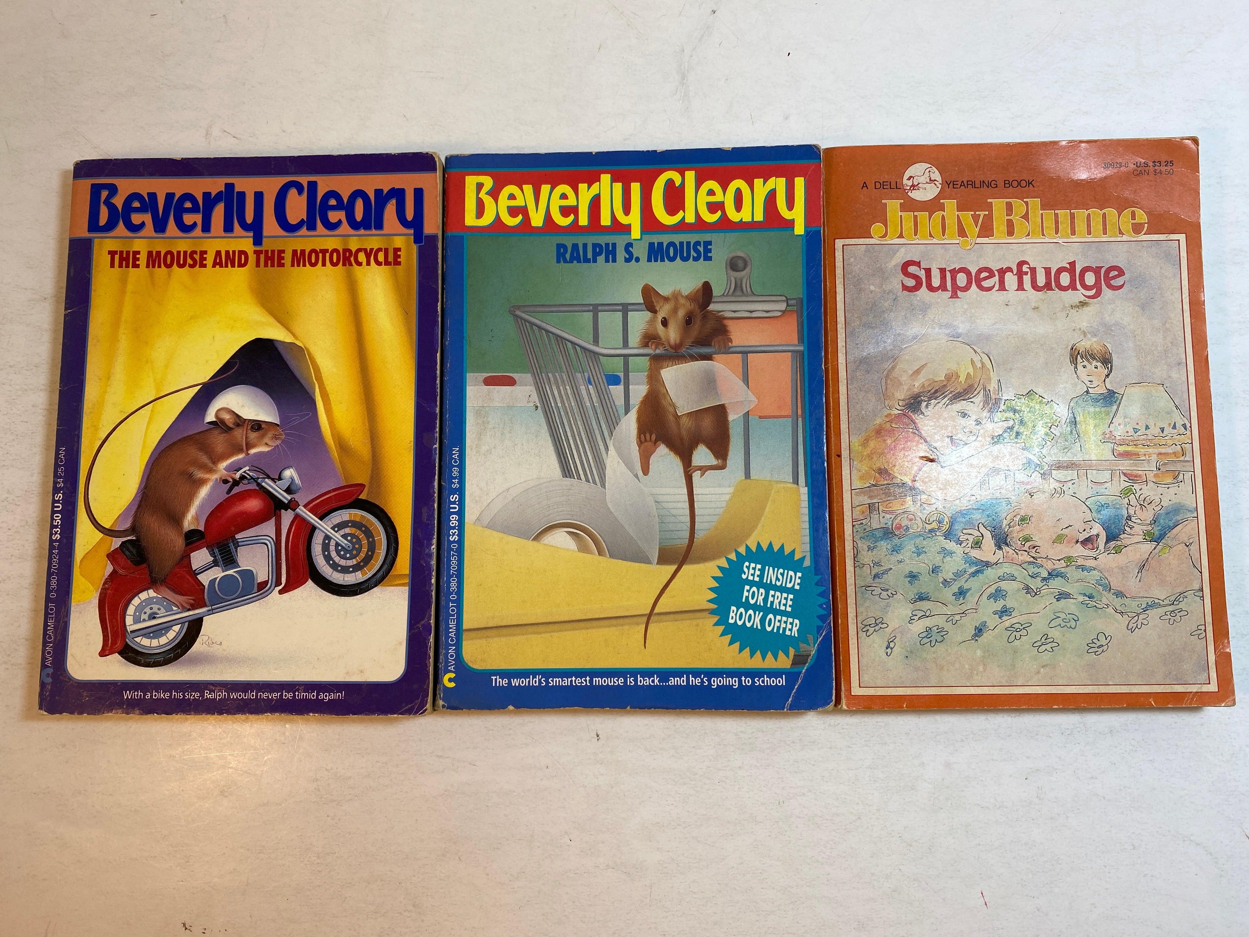 Lot of 3 Children's Classics Superfudge Mouse and the Motorcycle 1986-1993