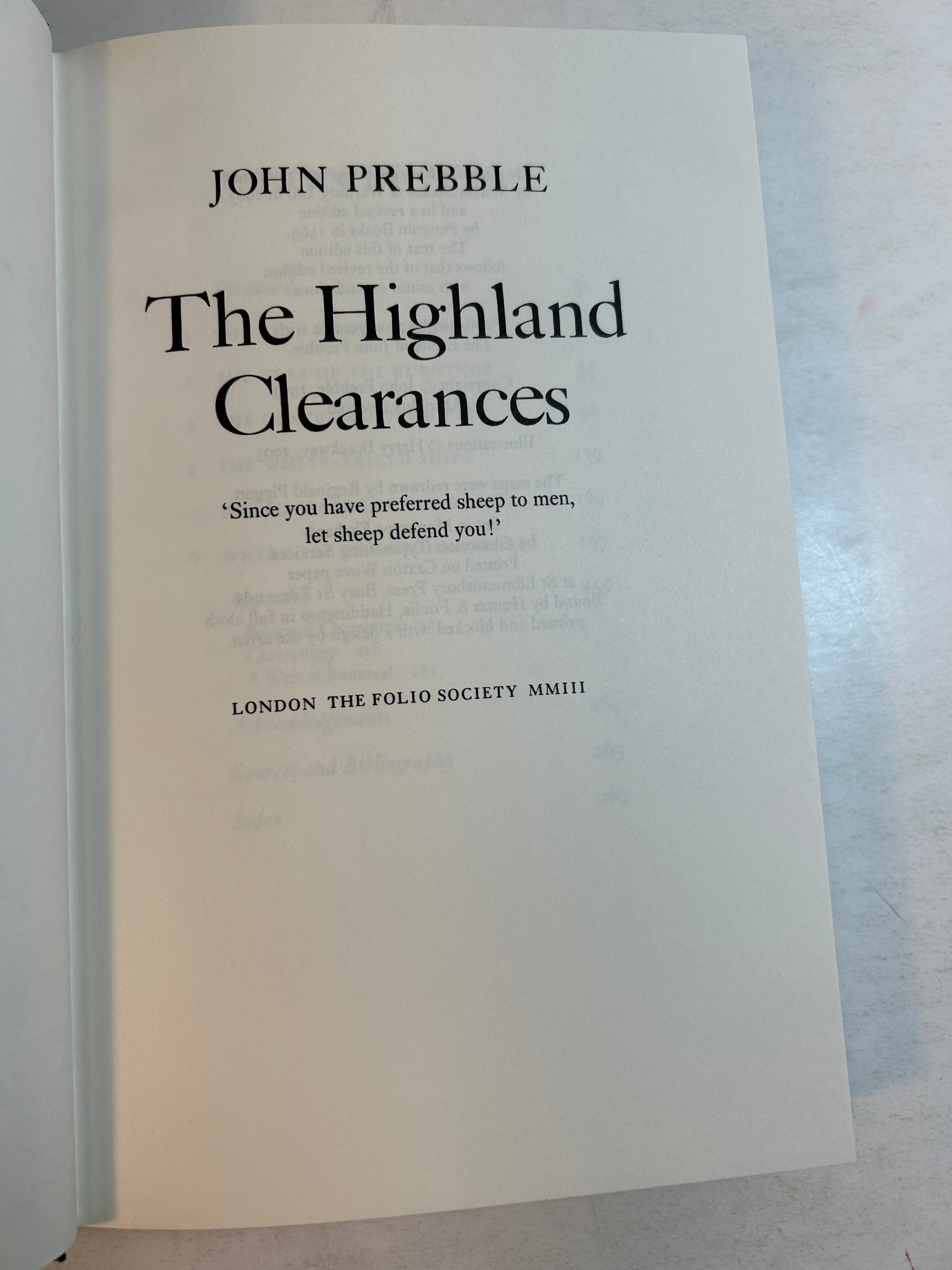 The Highland Clearances Folio Society w/slipcase 2003 HC