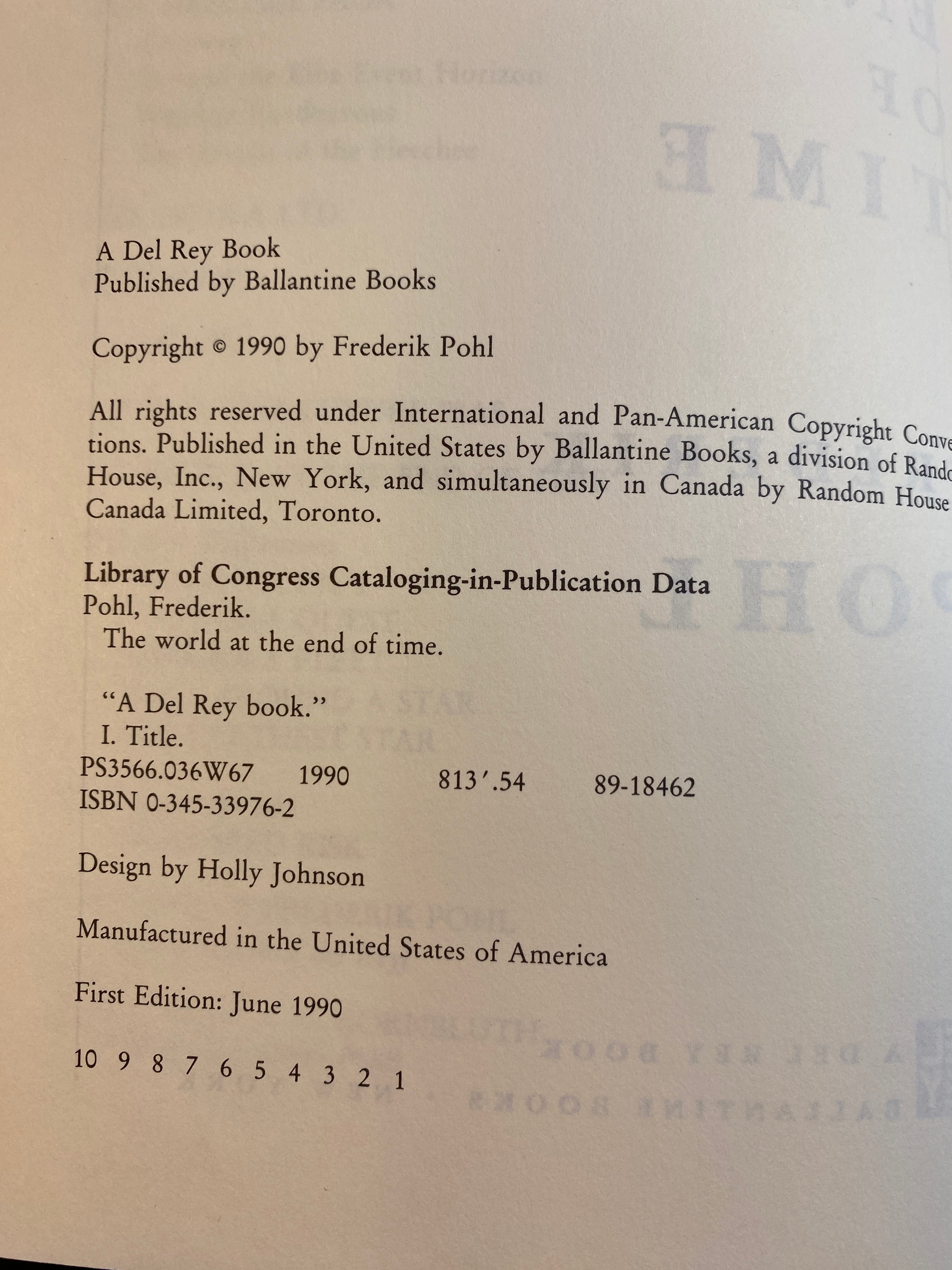 World at the End of Time Frederik Pohl HCDJ 1990