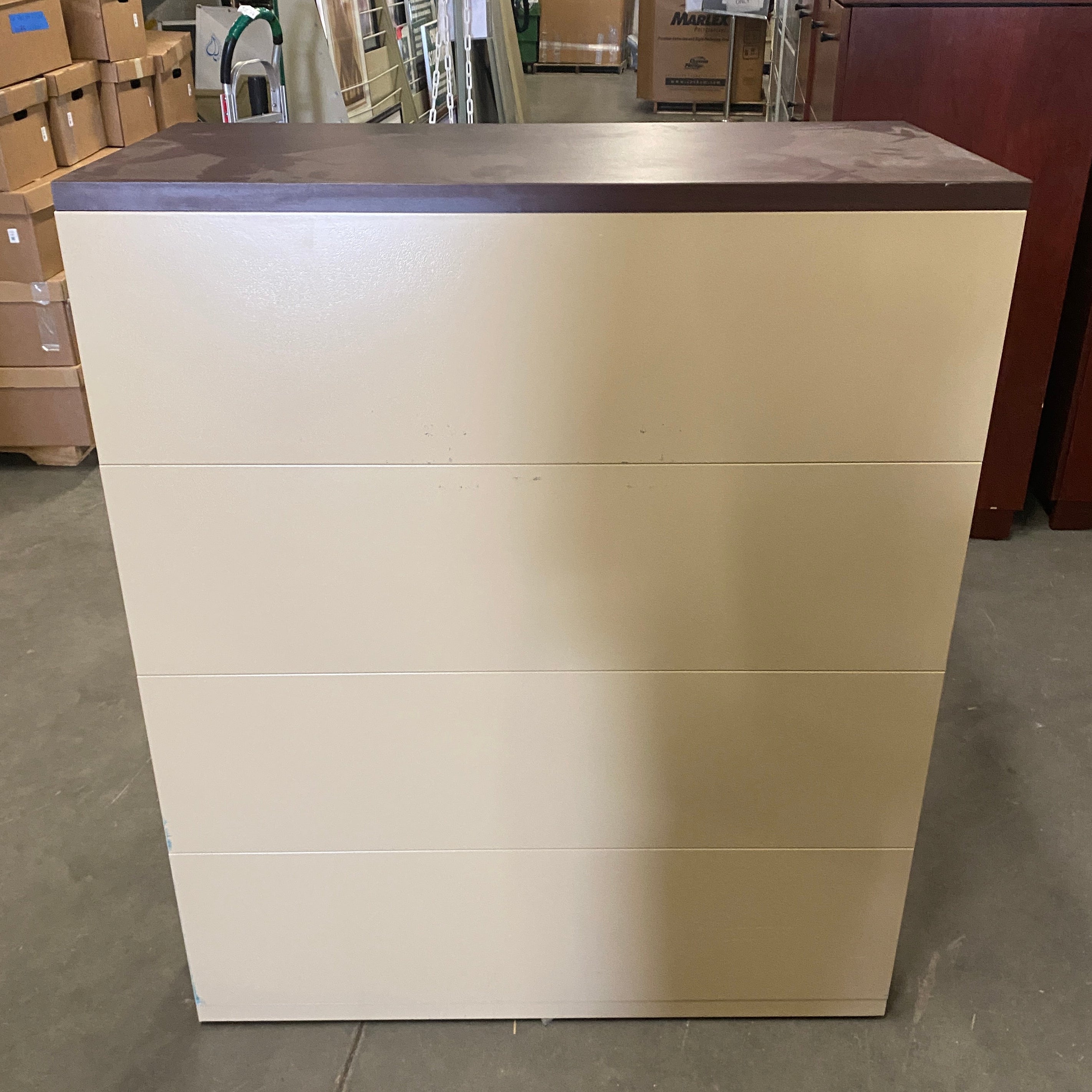 Tan Metal 4 Drawer Lateral Cabinet