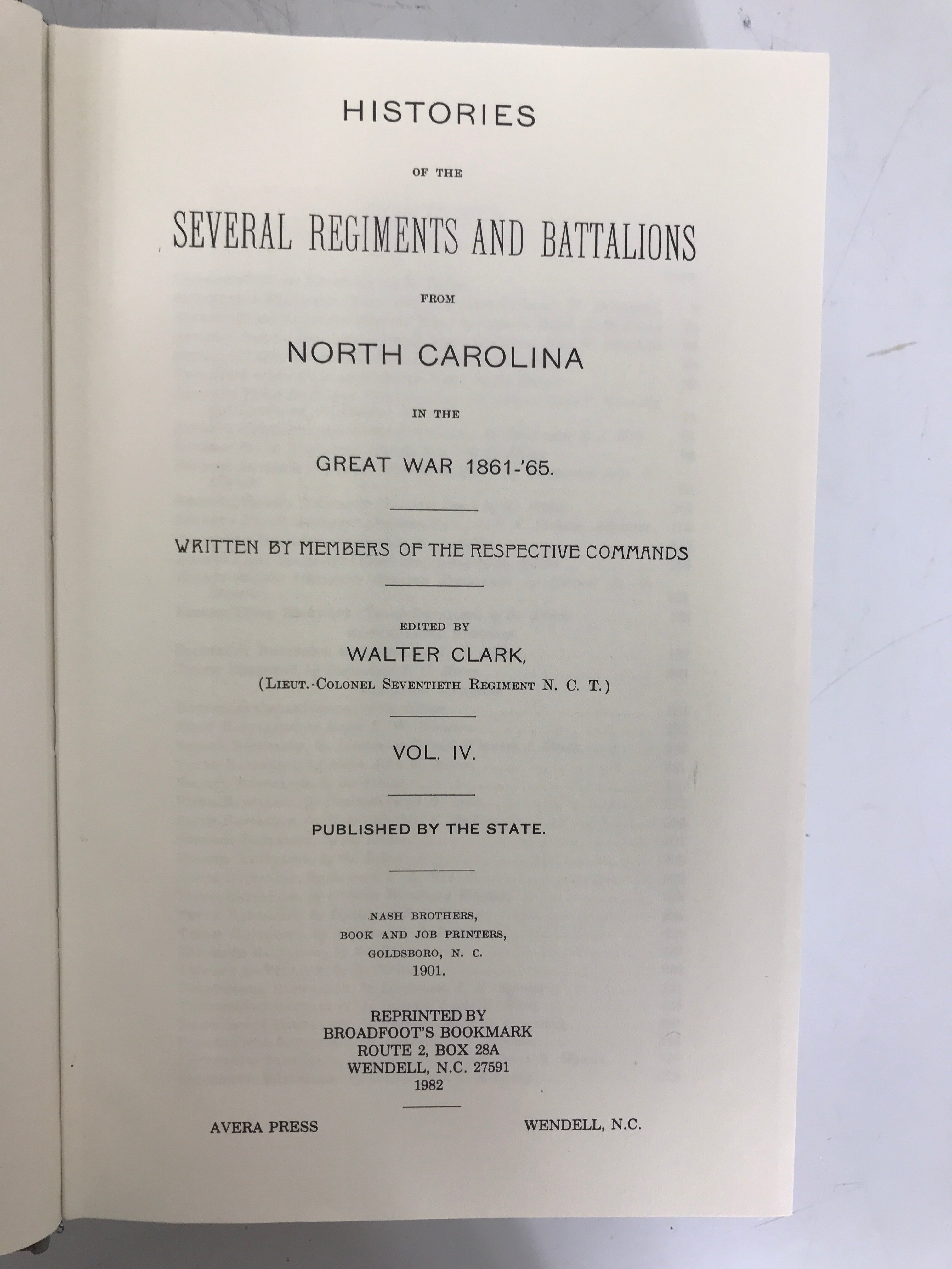 5 Vols: Regiments & Battalions from NC in the Great War 1982 Reprint HC Ex-Lib