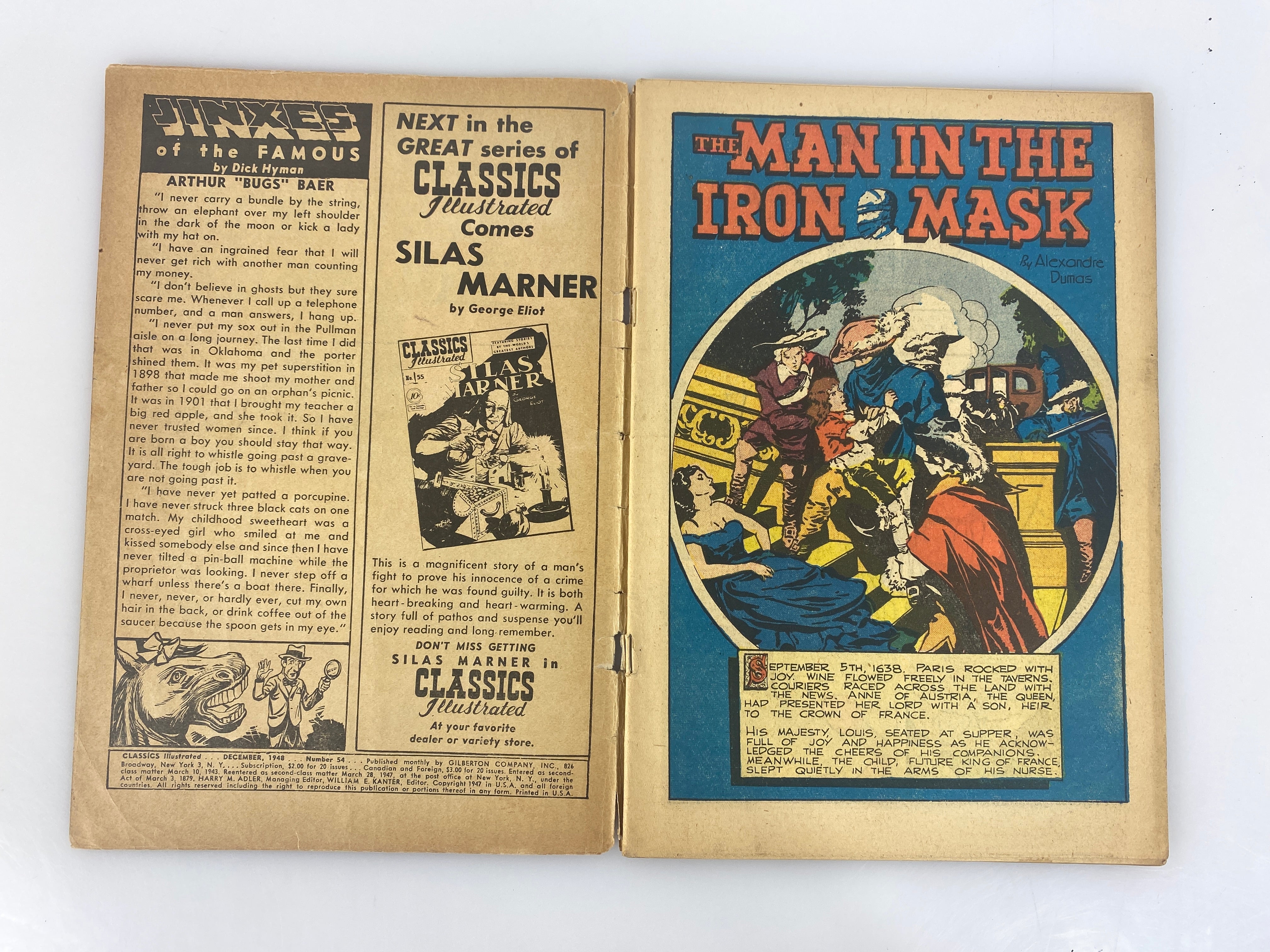 Classics Illustrated Man in the Iron Mask Alexandre Dumas No. 54  1948 HRM 55