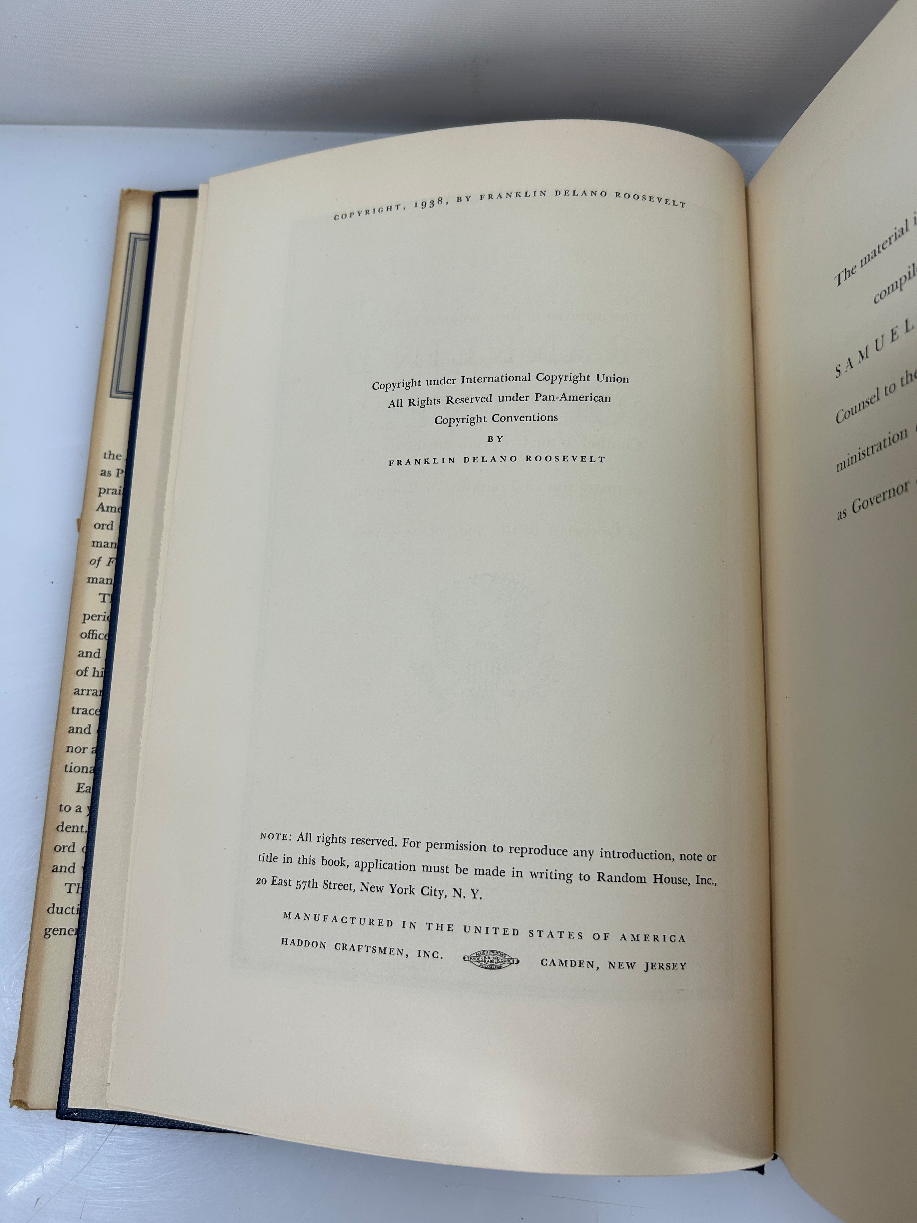 5 Vols The Public Papers & Addresses of FDR by Samuel I Rosenman 1938