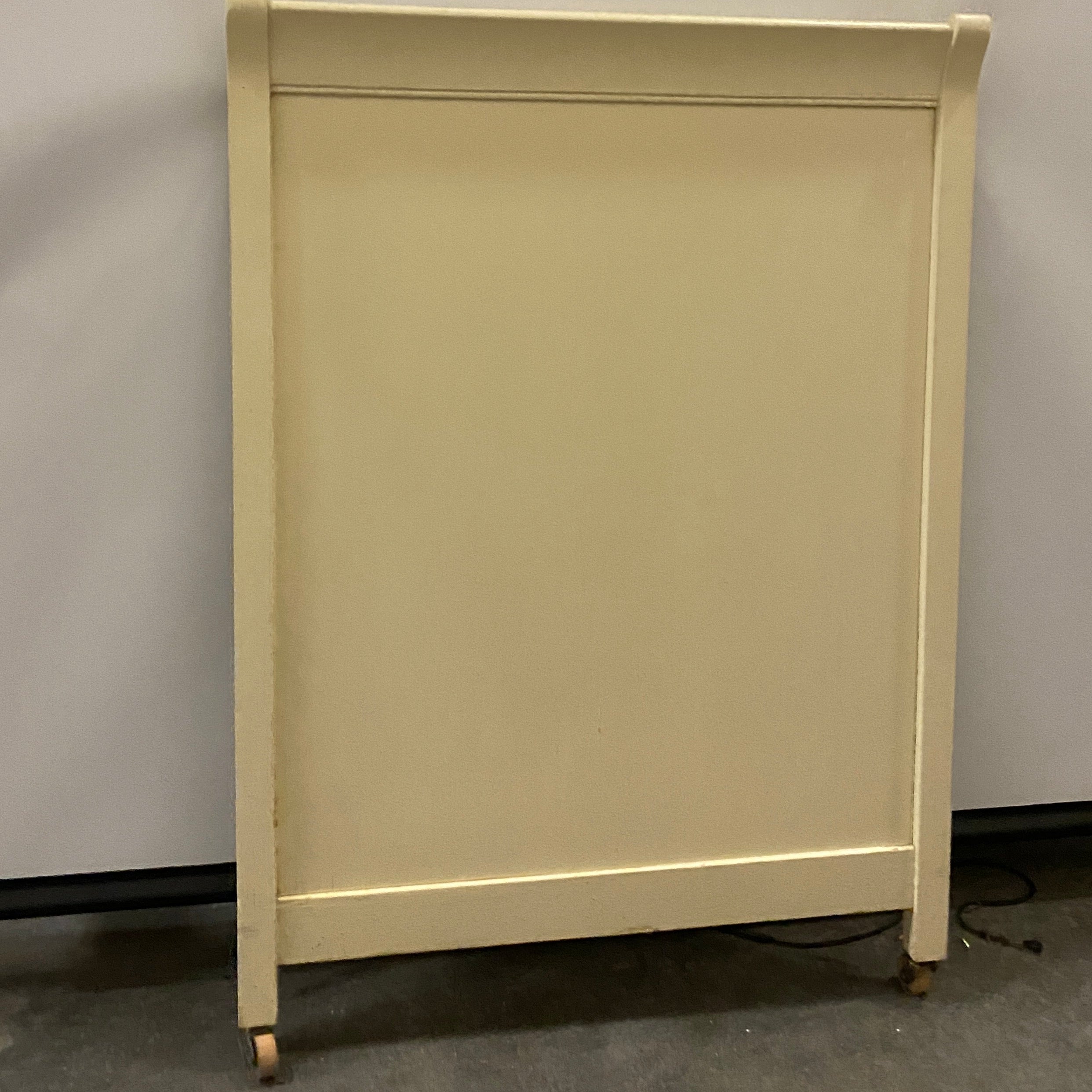 Vintage Hand-Painted Child's Bed Headboard & Footboard Set Only w/ Casters