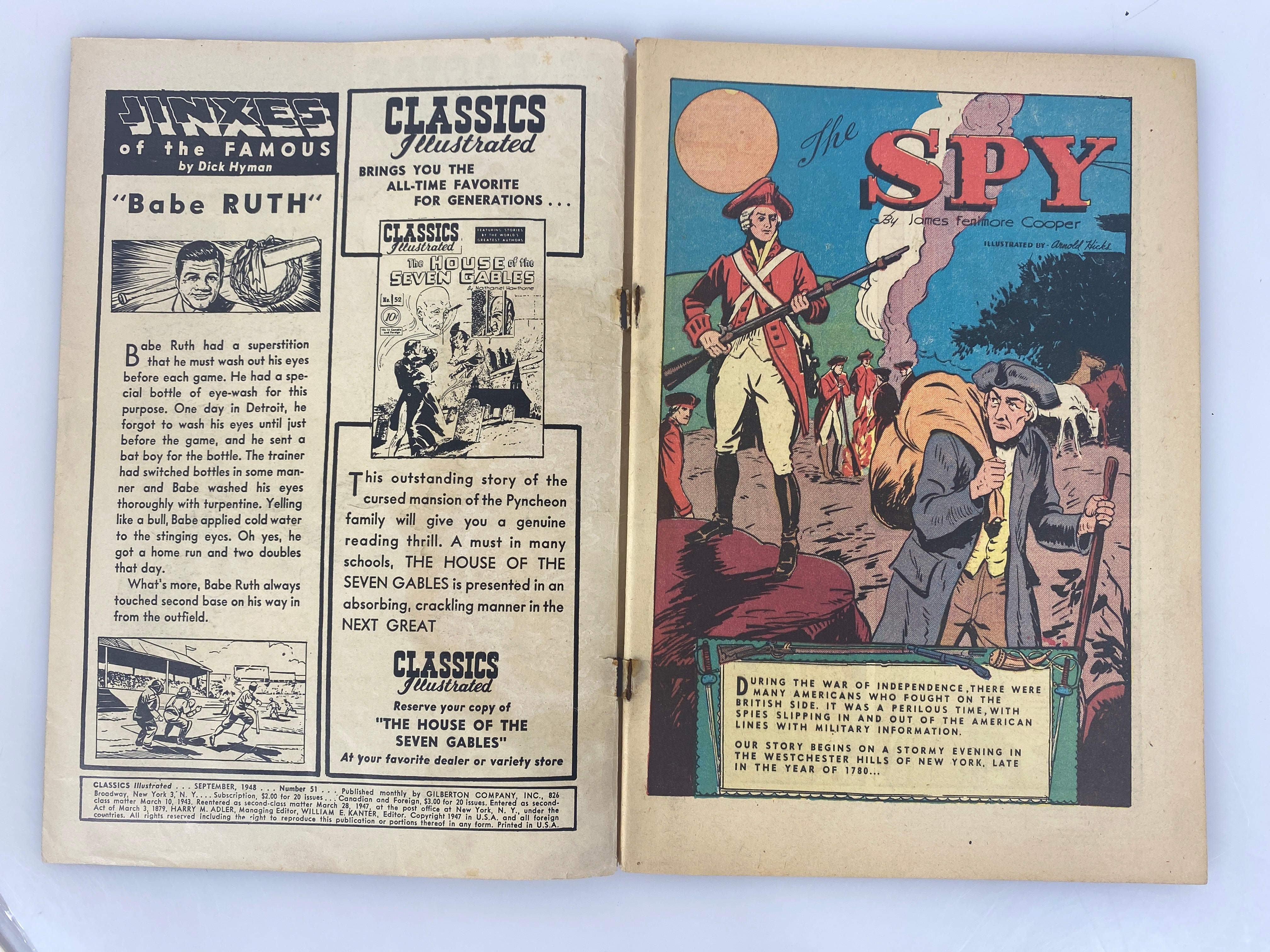 Classics Illustrated Spy James Fenimore Cooper No. 51 Original Issue 1948