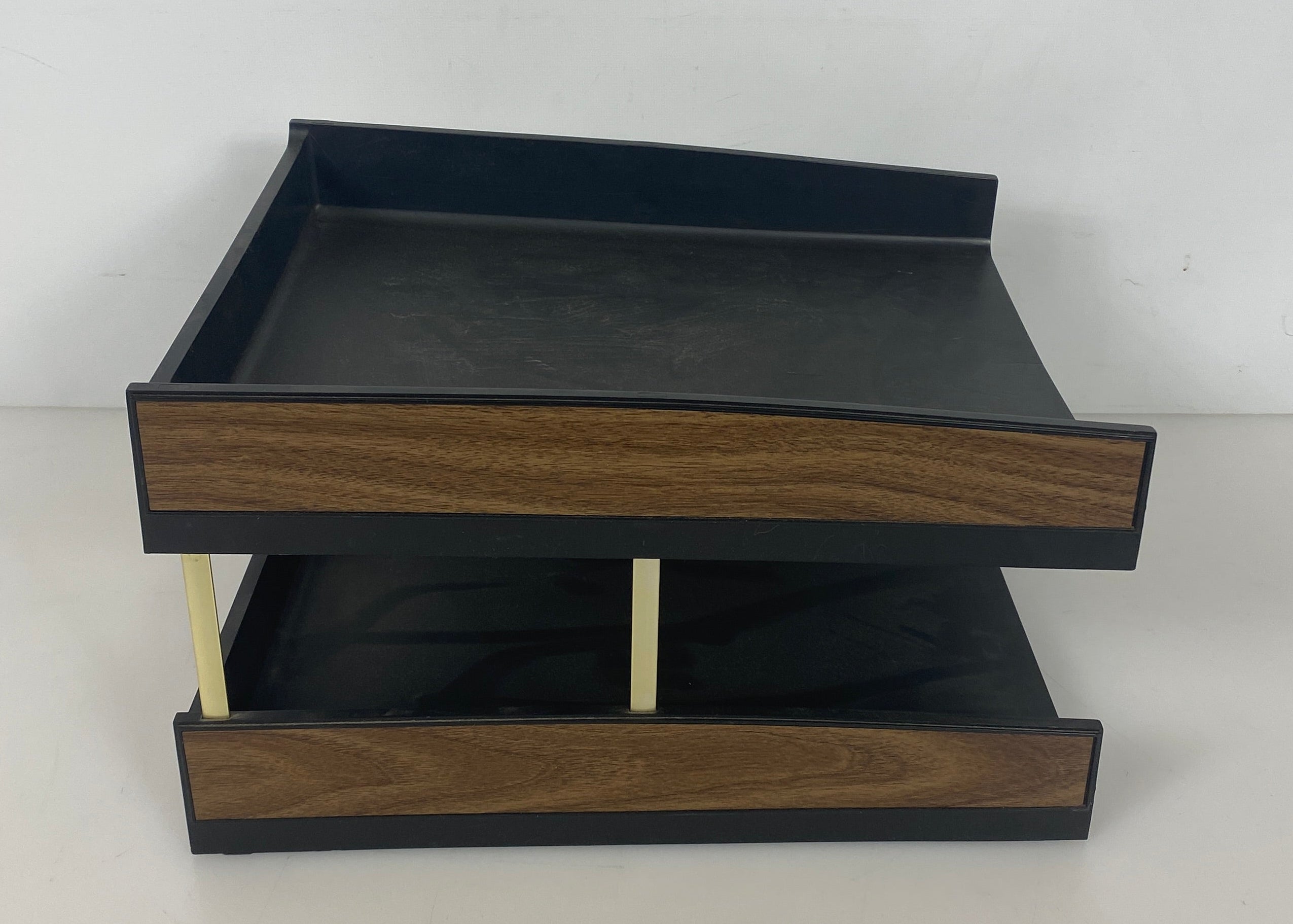 Vintage Eldon Industries 2 Tier Wood Grain Office Desk Organizer