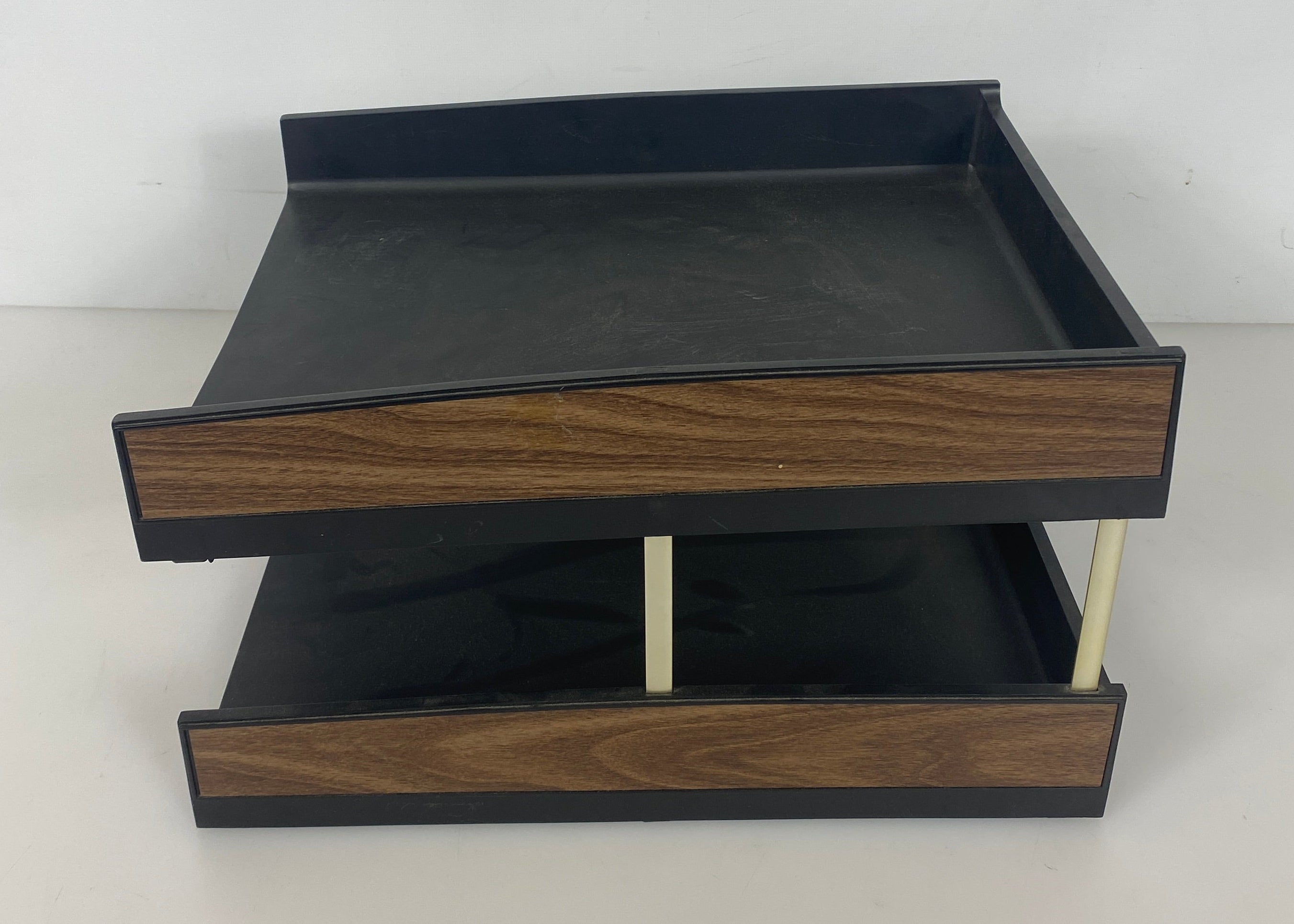 Vintage Eldon Industries 2 Tier Wood Grain Office Desk Organizer