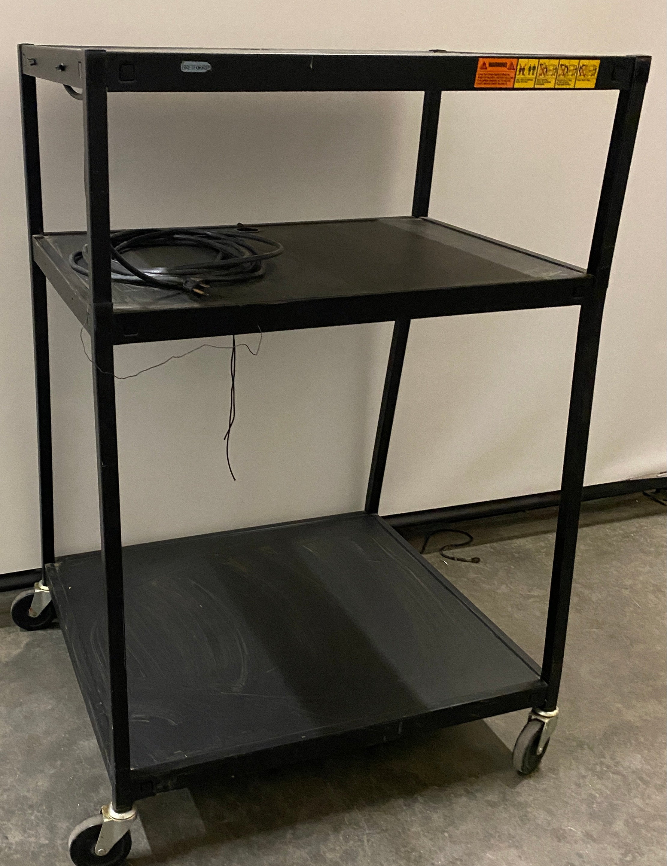 Dynastar 3-Tier Rolling AV Utility Cart Black w/ Cable Management & Locking Casters