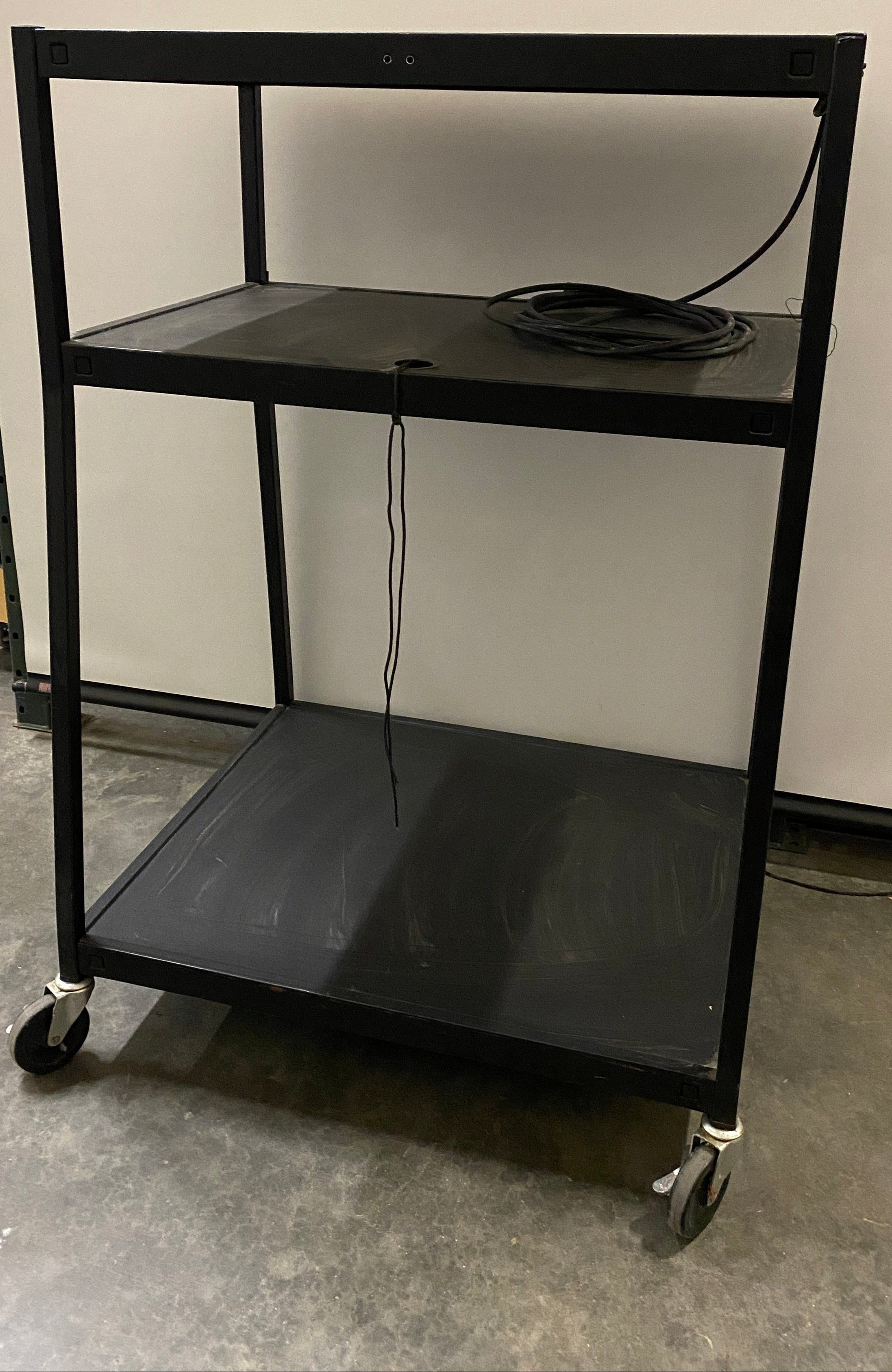 Dynastar 3-Tier Rolling AV Utility Cart Black w/ Cable Management & Locking Casters